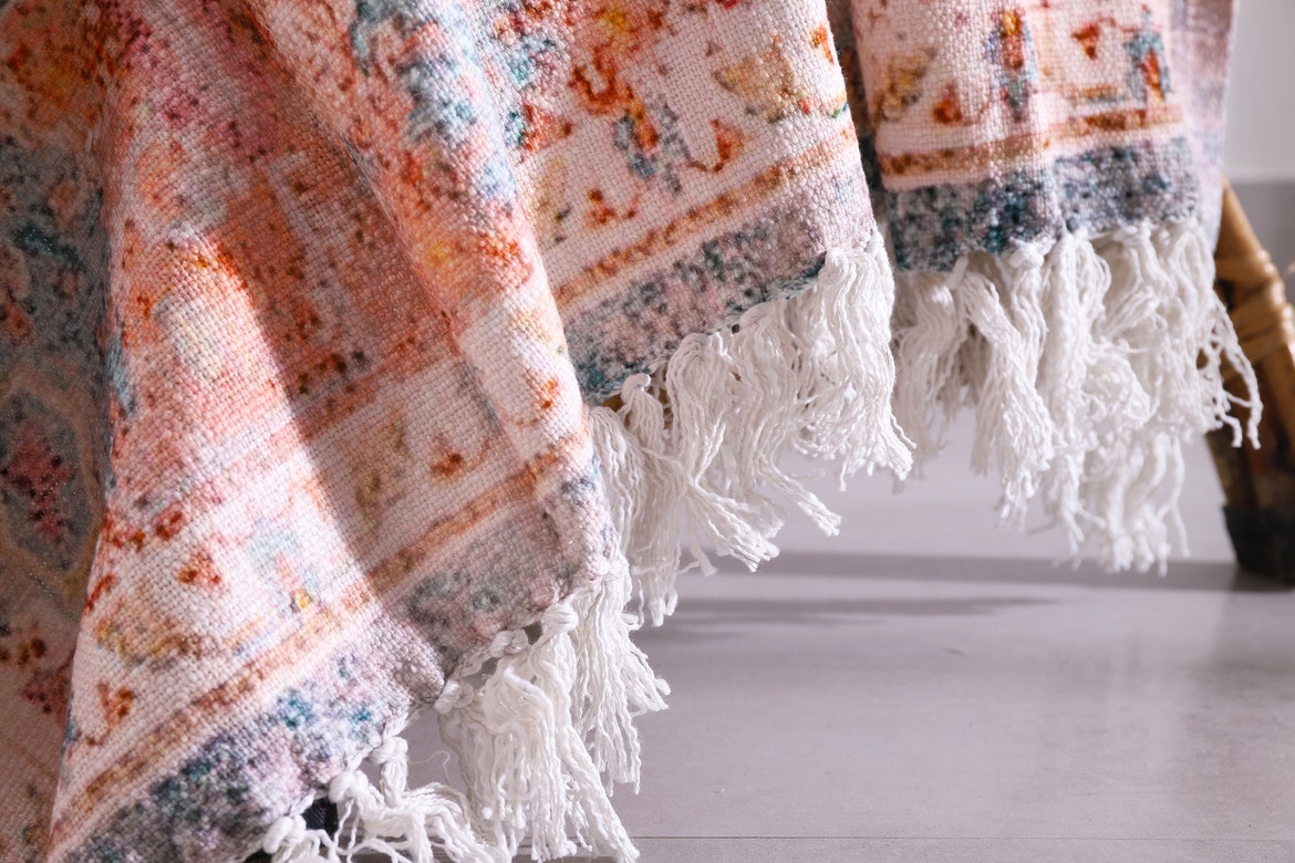 Luxury Throw Rug - Azure Wool | Rustic Home Decor