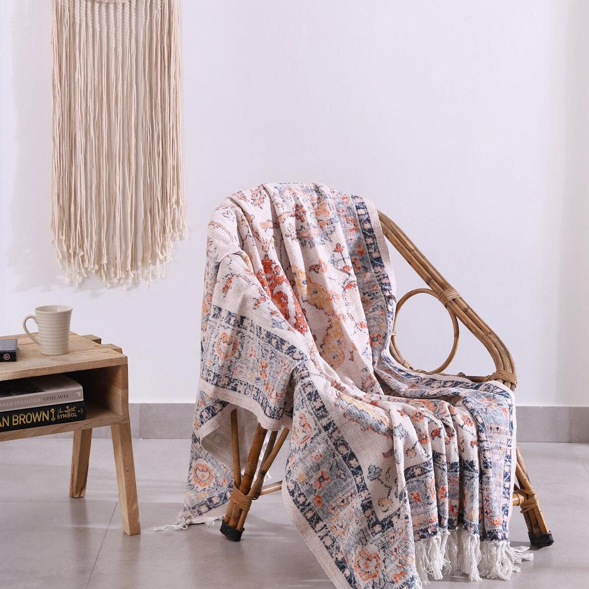 Cotton Throw Blanket - Boho Serene Rug | Soft & Cozy