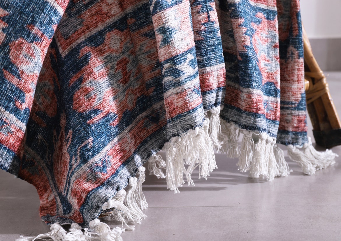 Luxury Wool Rug - Blue Rustic Decor | Boho Charm