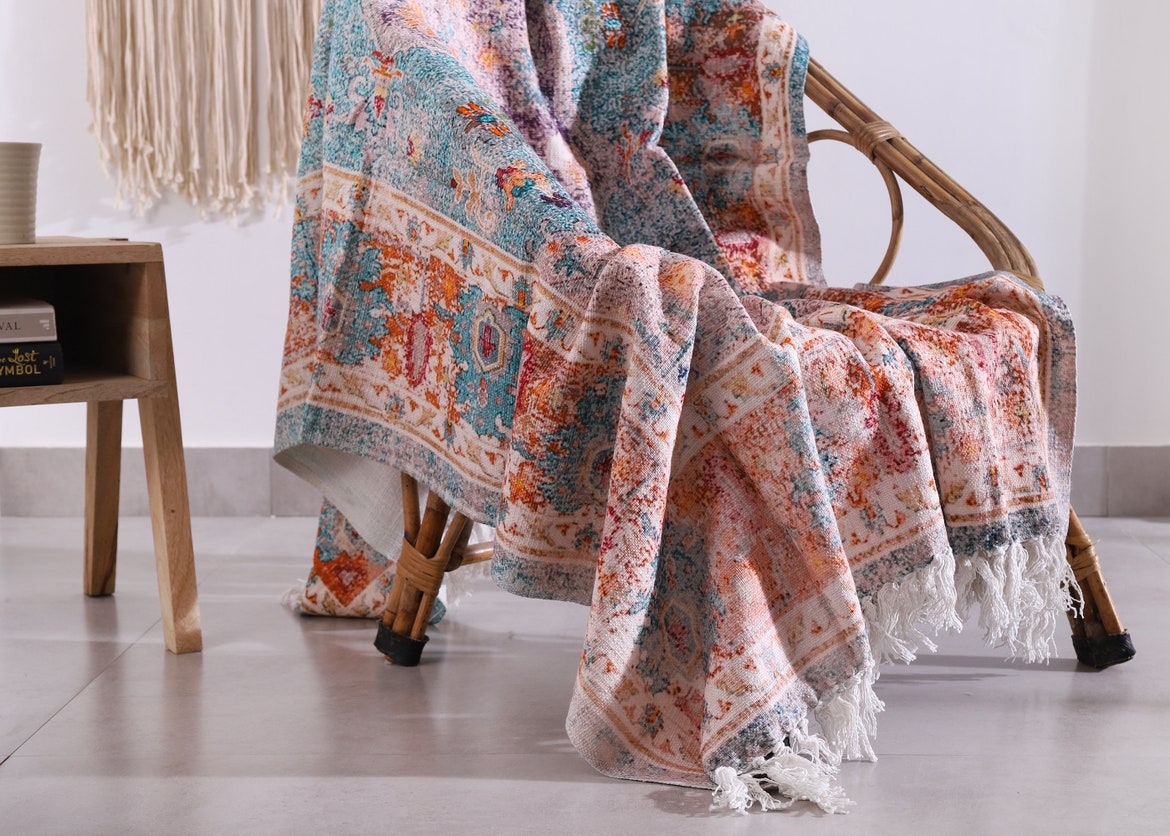 Luxury Throw Rug - Azure Wool | Rustic Home Decor