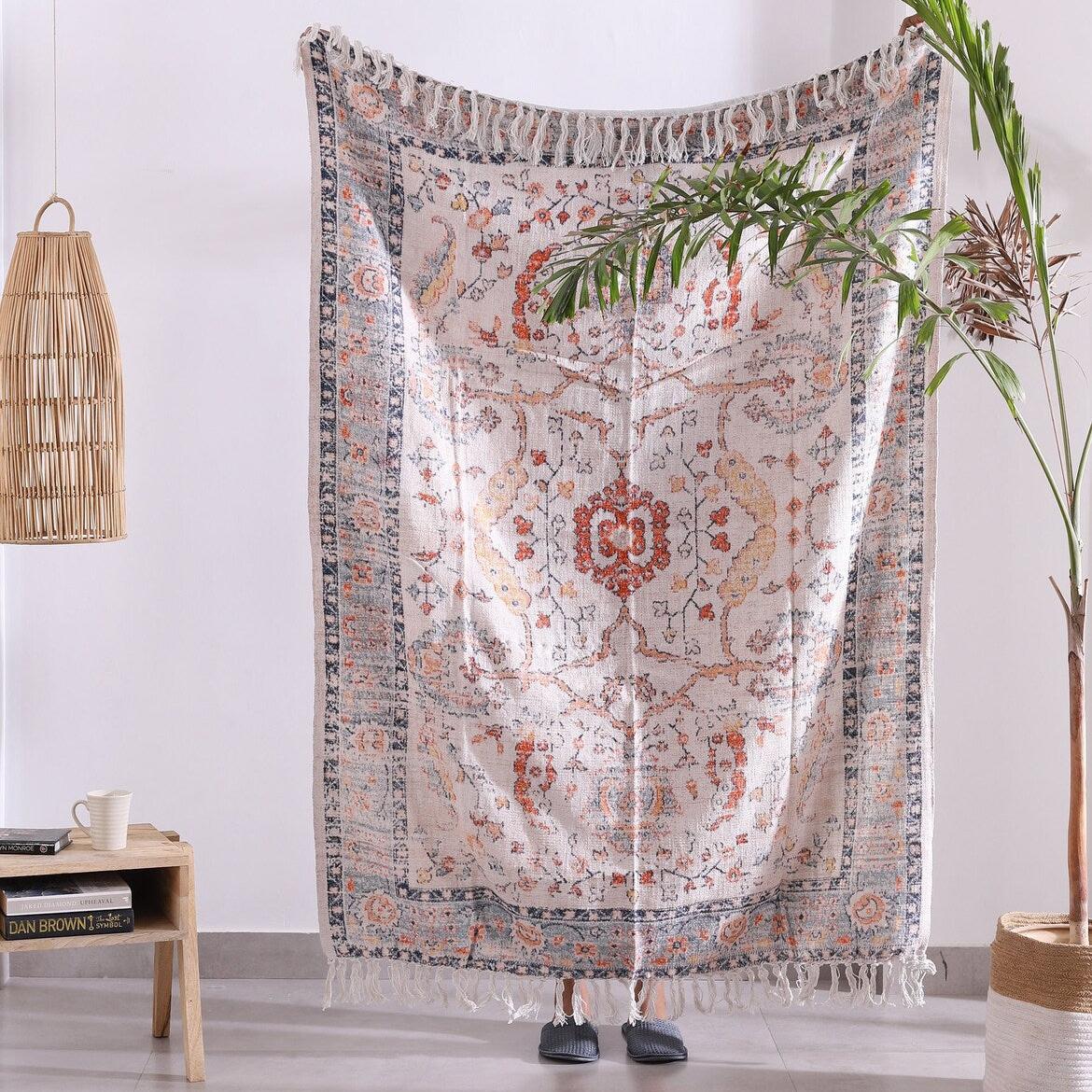 Cotton Throw Blanket - Boho Serene Rug | Soft & Cozy