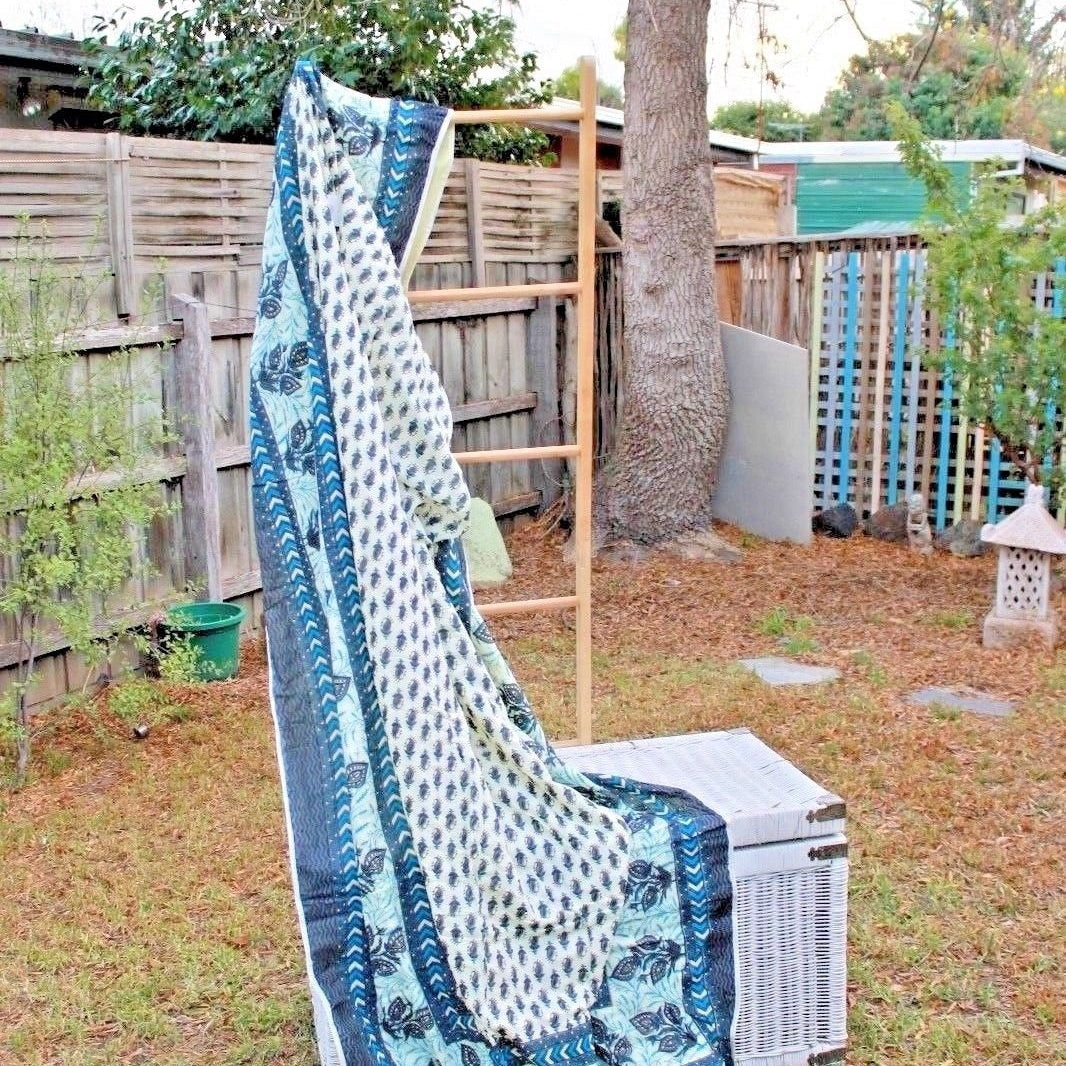 Vintage Kantha Hand Block Print Quilt