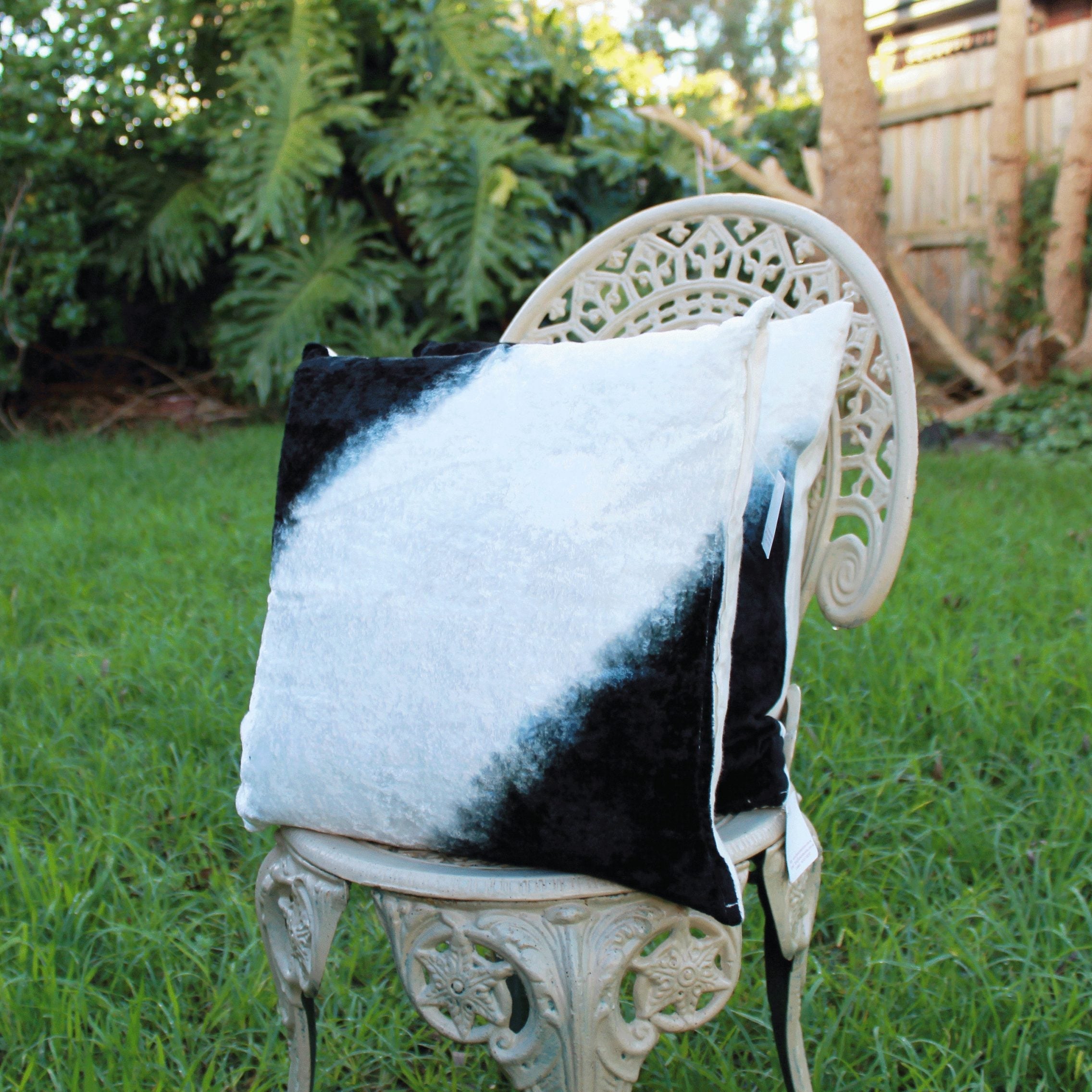 Monochrome Tie Dye Velvet Cushion Cover