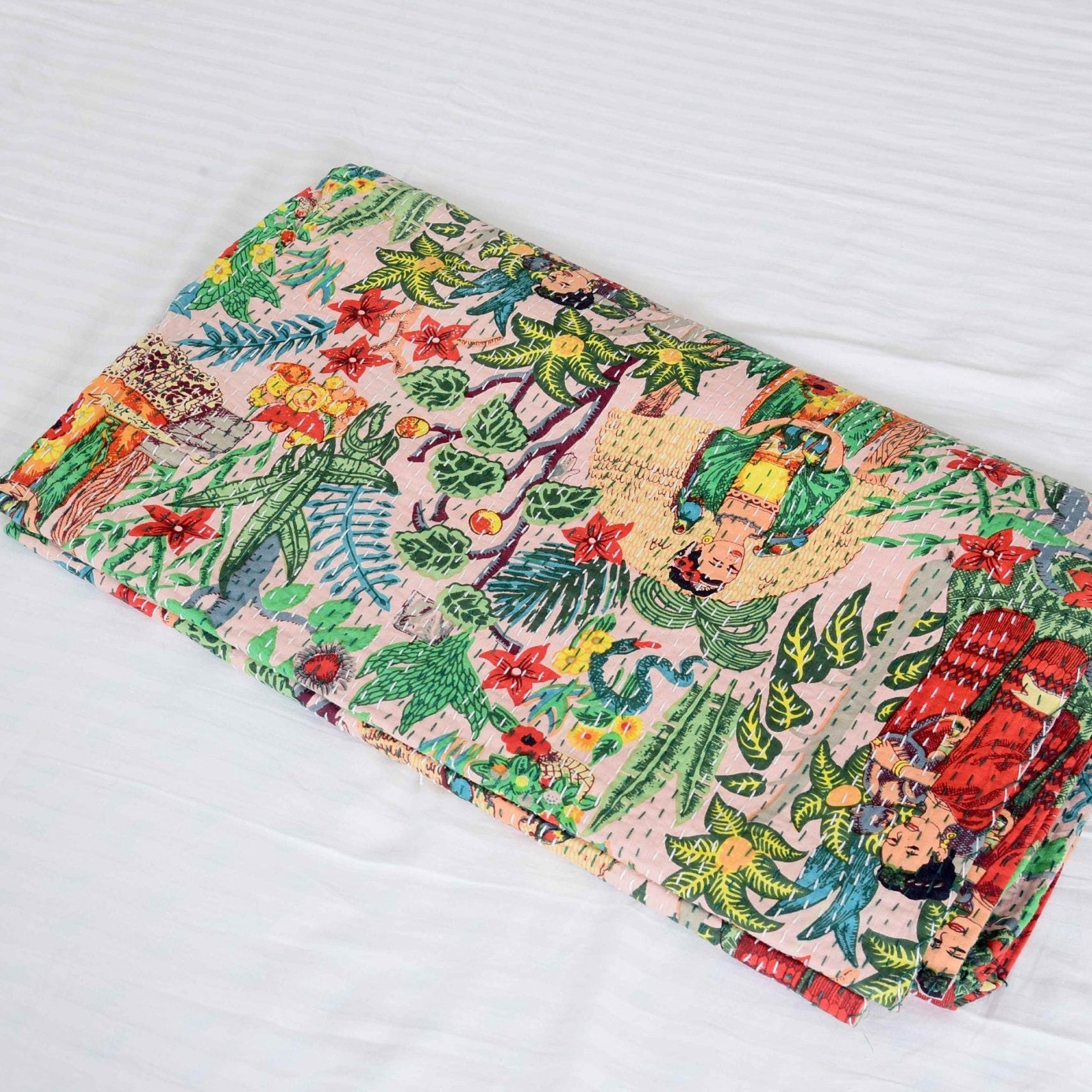 Frida Pink Kantha Quilt - Unique & Stylish