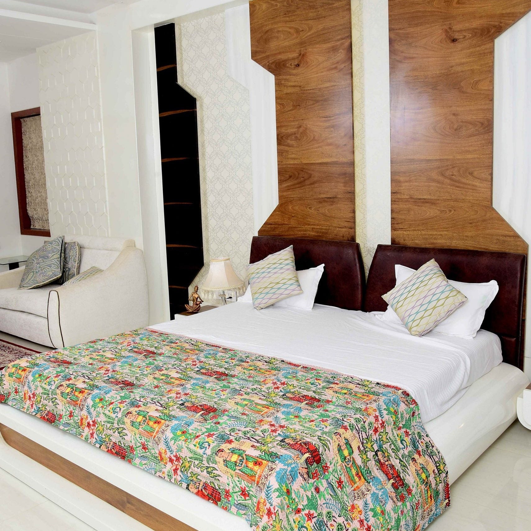 Frida Pink Kantha Quilt - Unique & Stylish