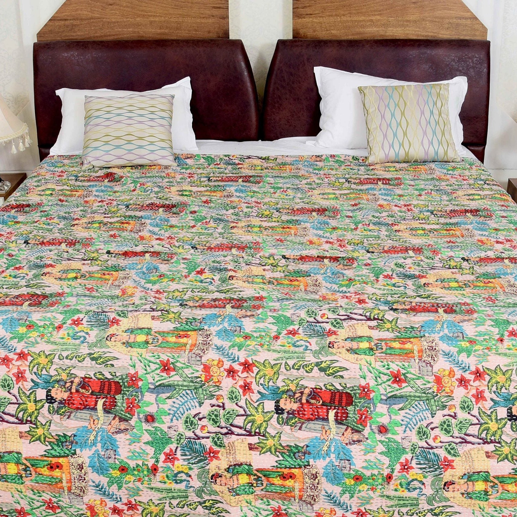 Frida Pink Kantha Quilt - Unique & Stylish