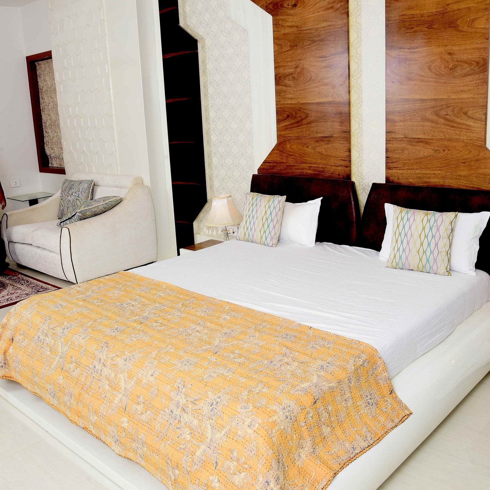 Pale Fiery Boho Kantha Quilt - Warm & Inviting