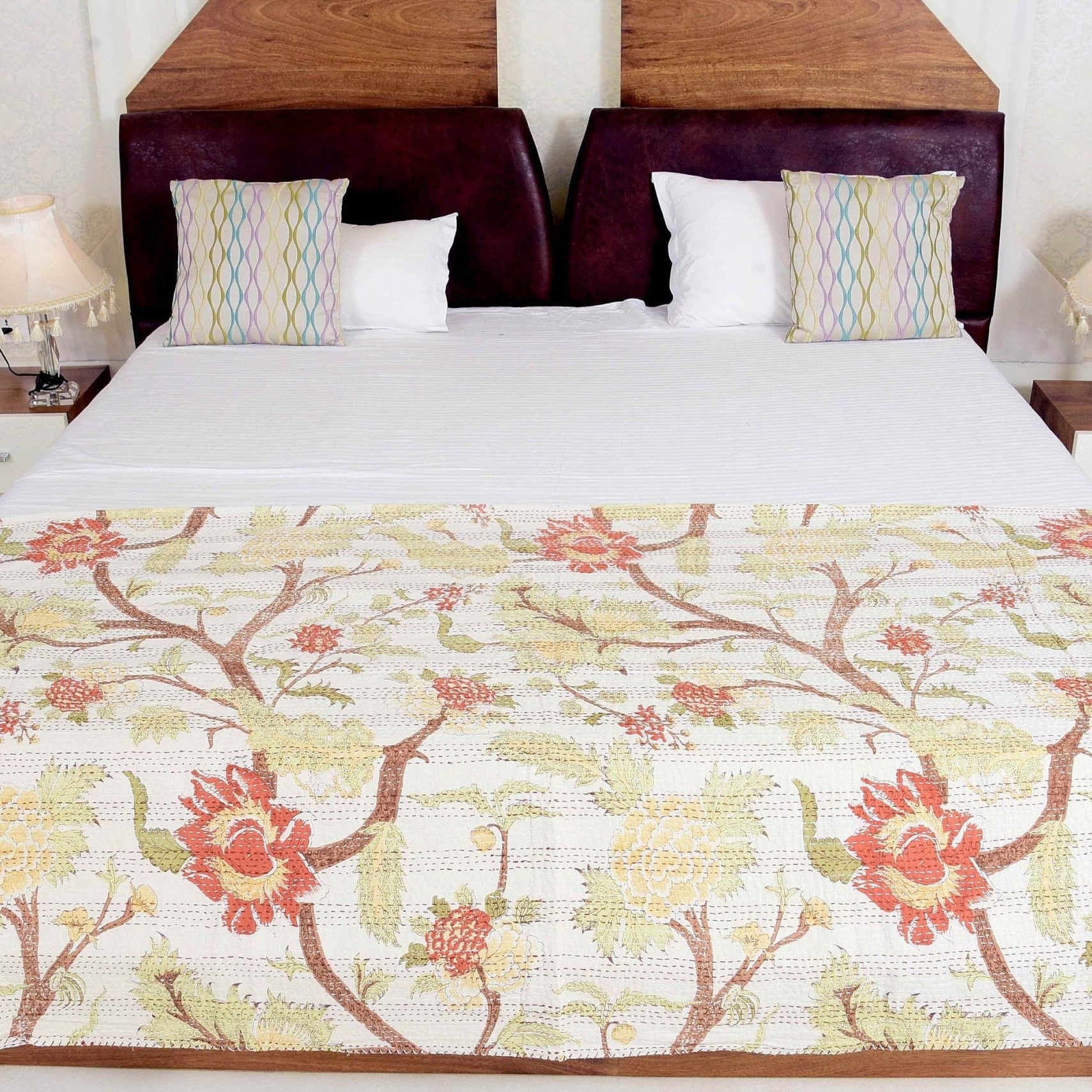 Spiritual Tree Handmade Kantha Quilt - Boho Style