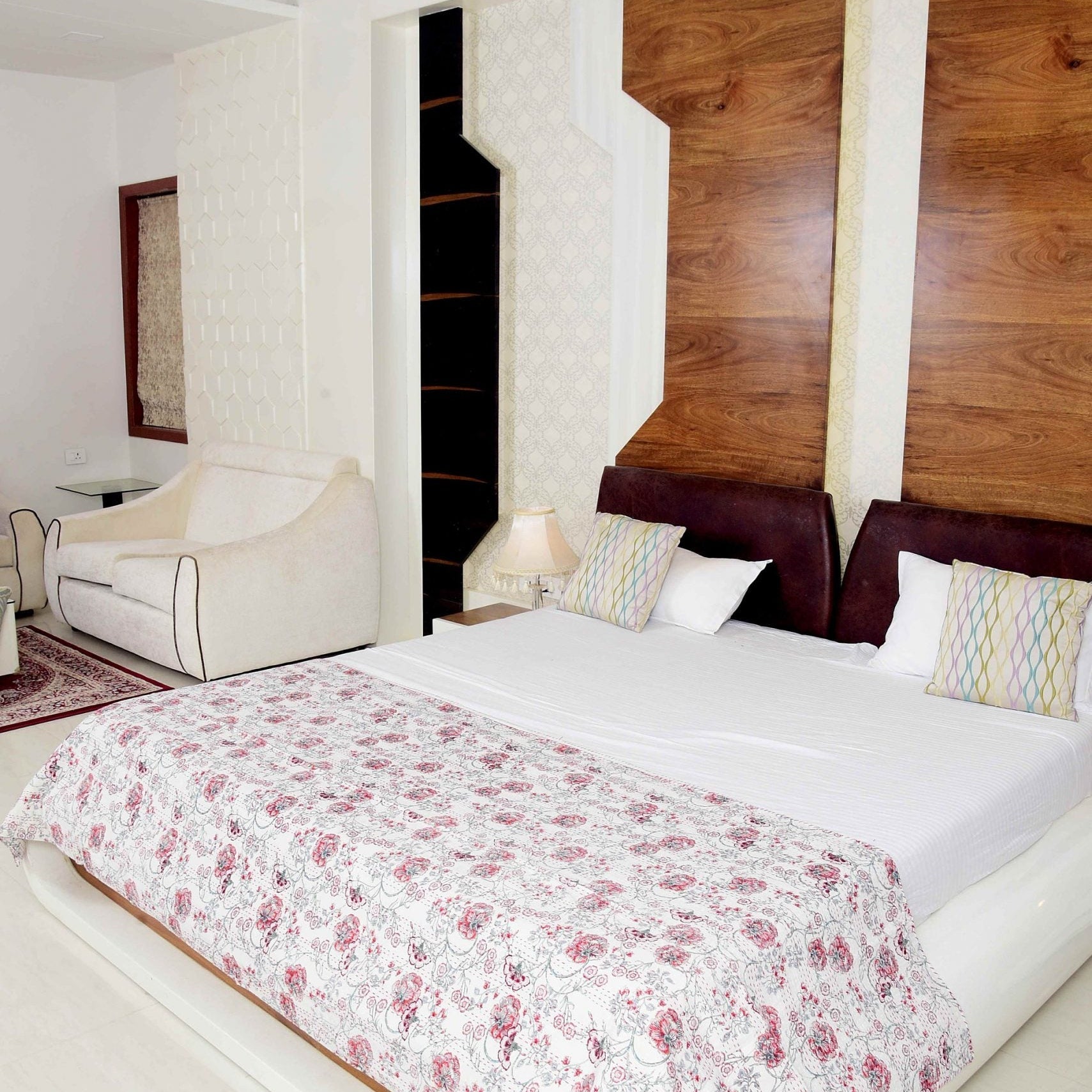 Boho Kantha Quilt - White Pearl, Handmade & Stylish