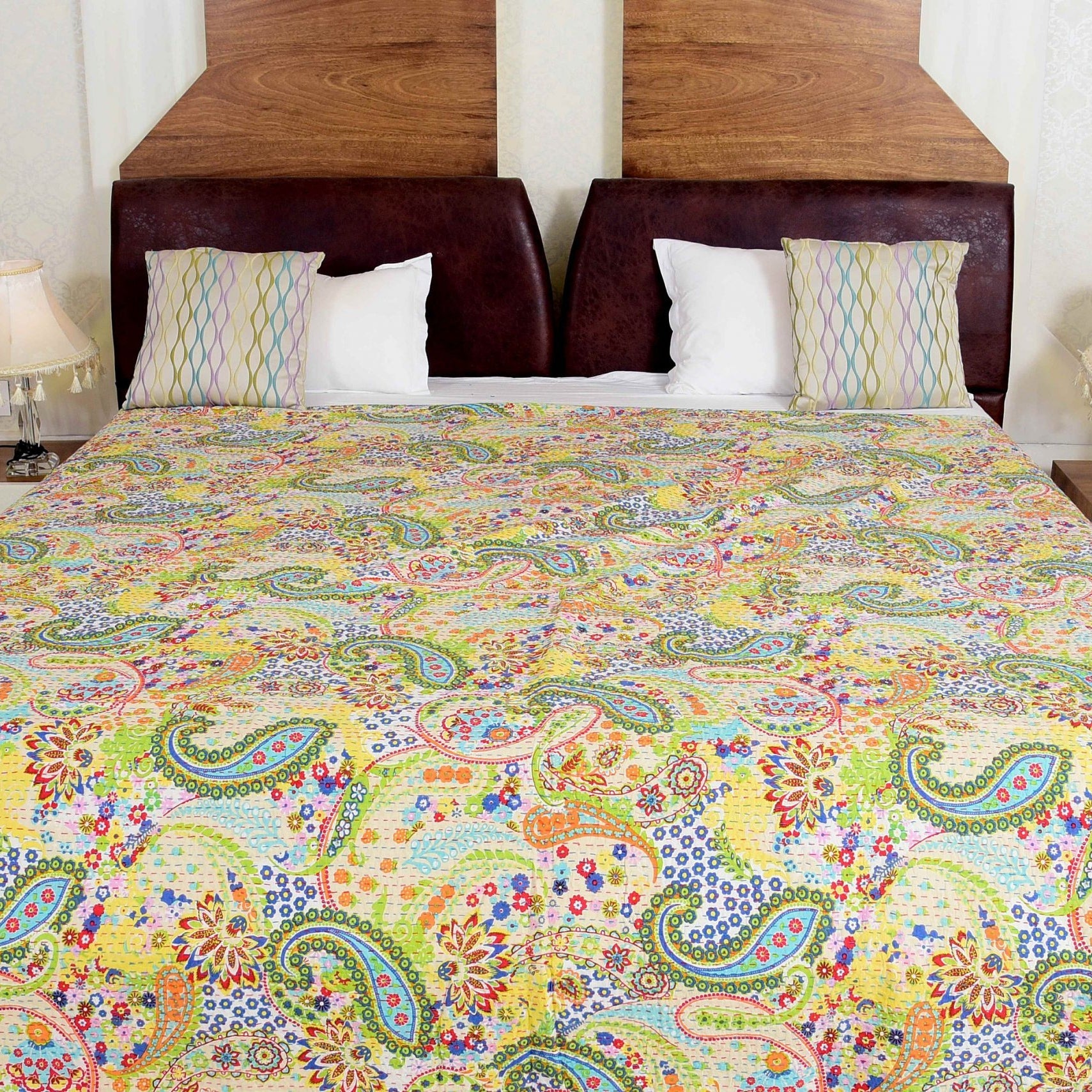 Pale Chic Handmade Kantha Quilt - Subtle Design