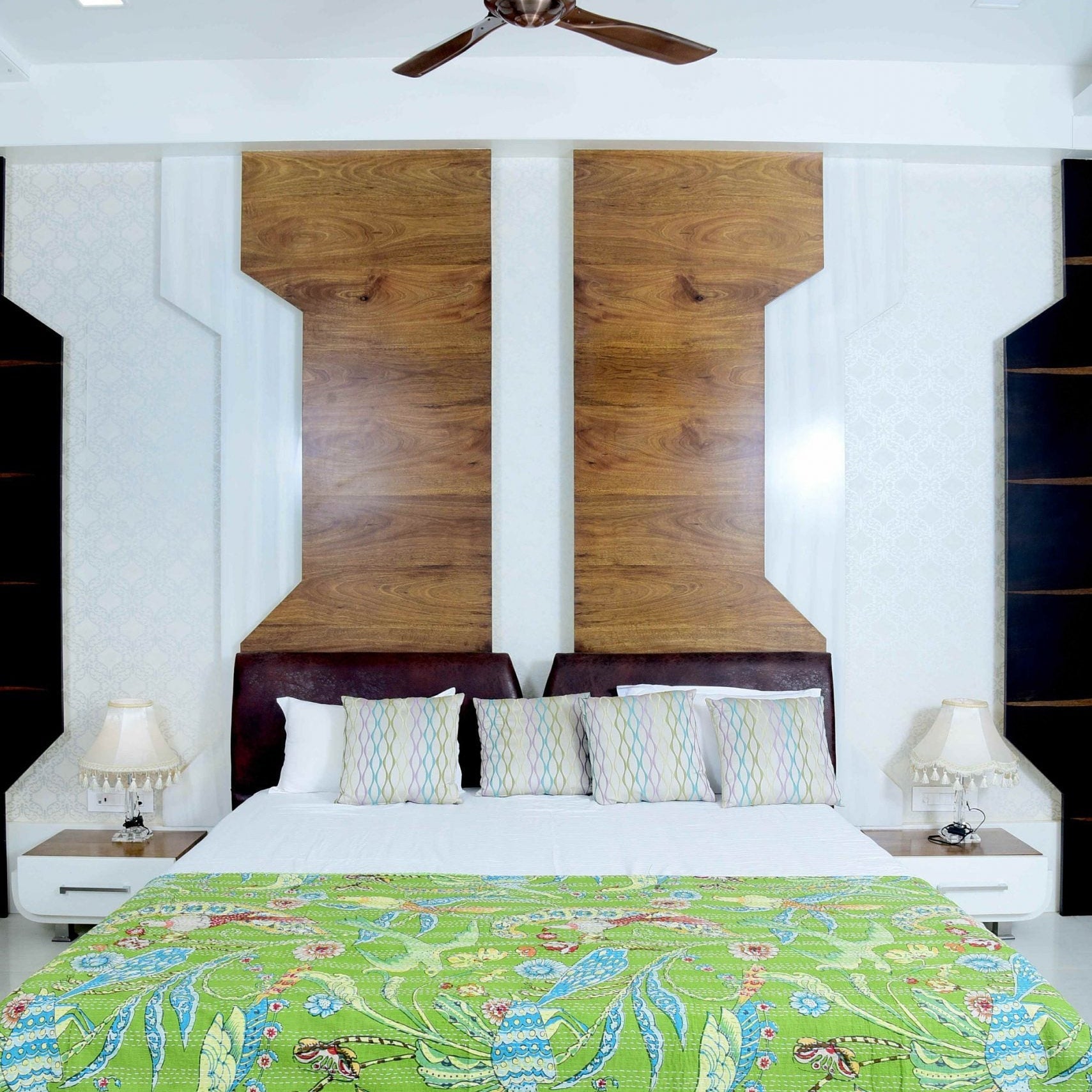 Boho Kantha Quilt - Green Hues, Artistic Style