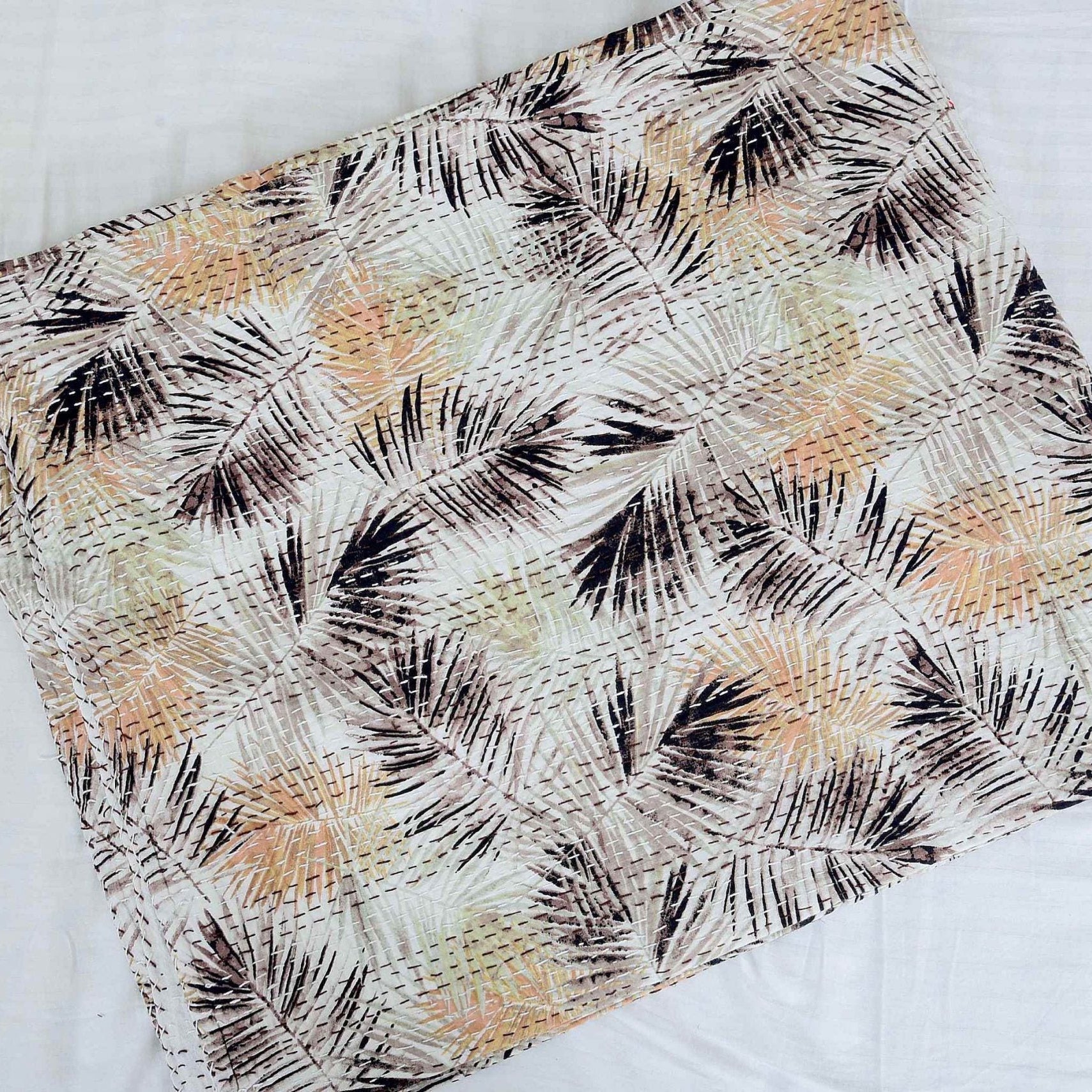 Forest Haze Kantha Quilt Blanket - Earthy Tones