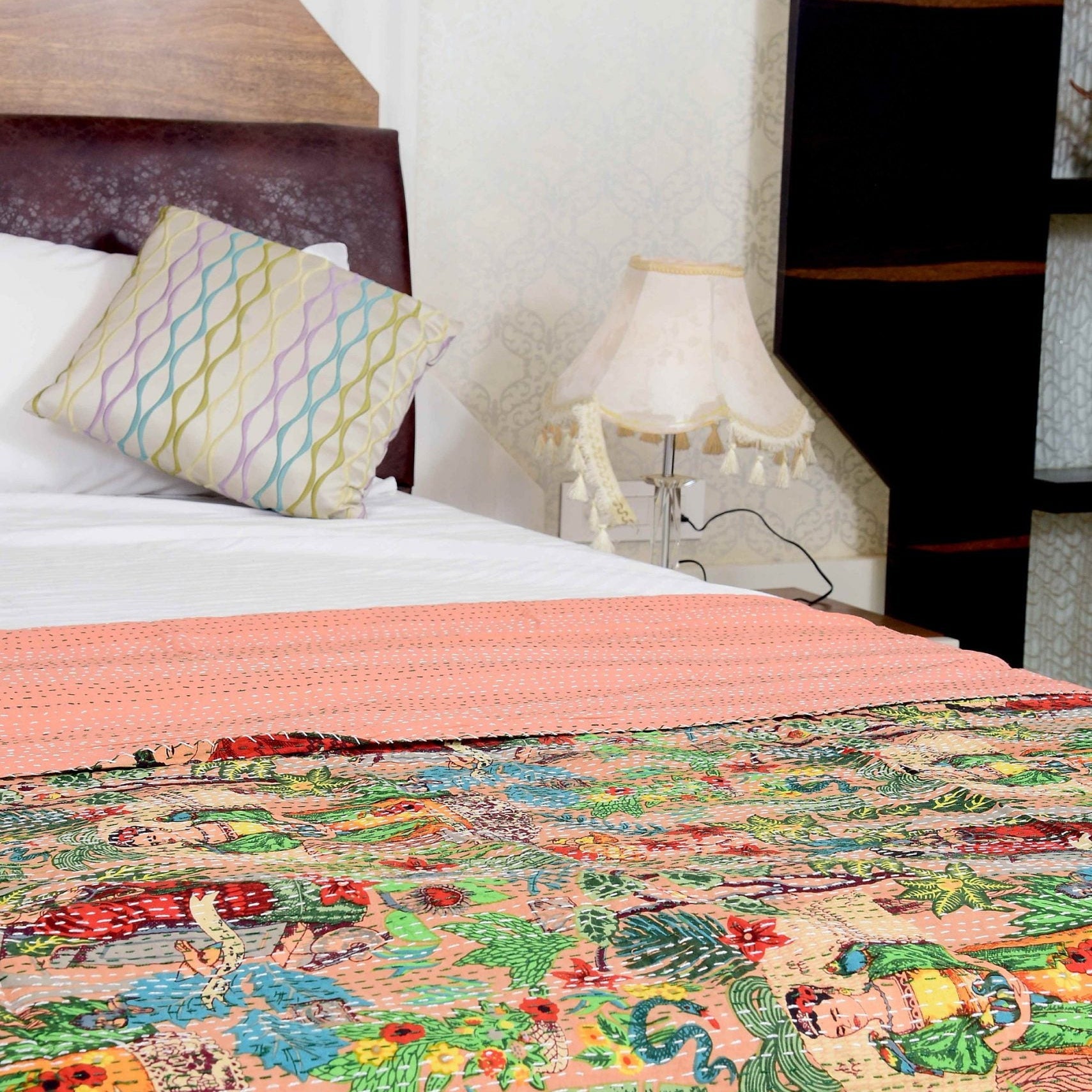 Linen Connections Kantha Quilt - Blush Pink Boho