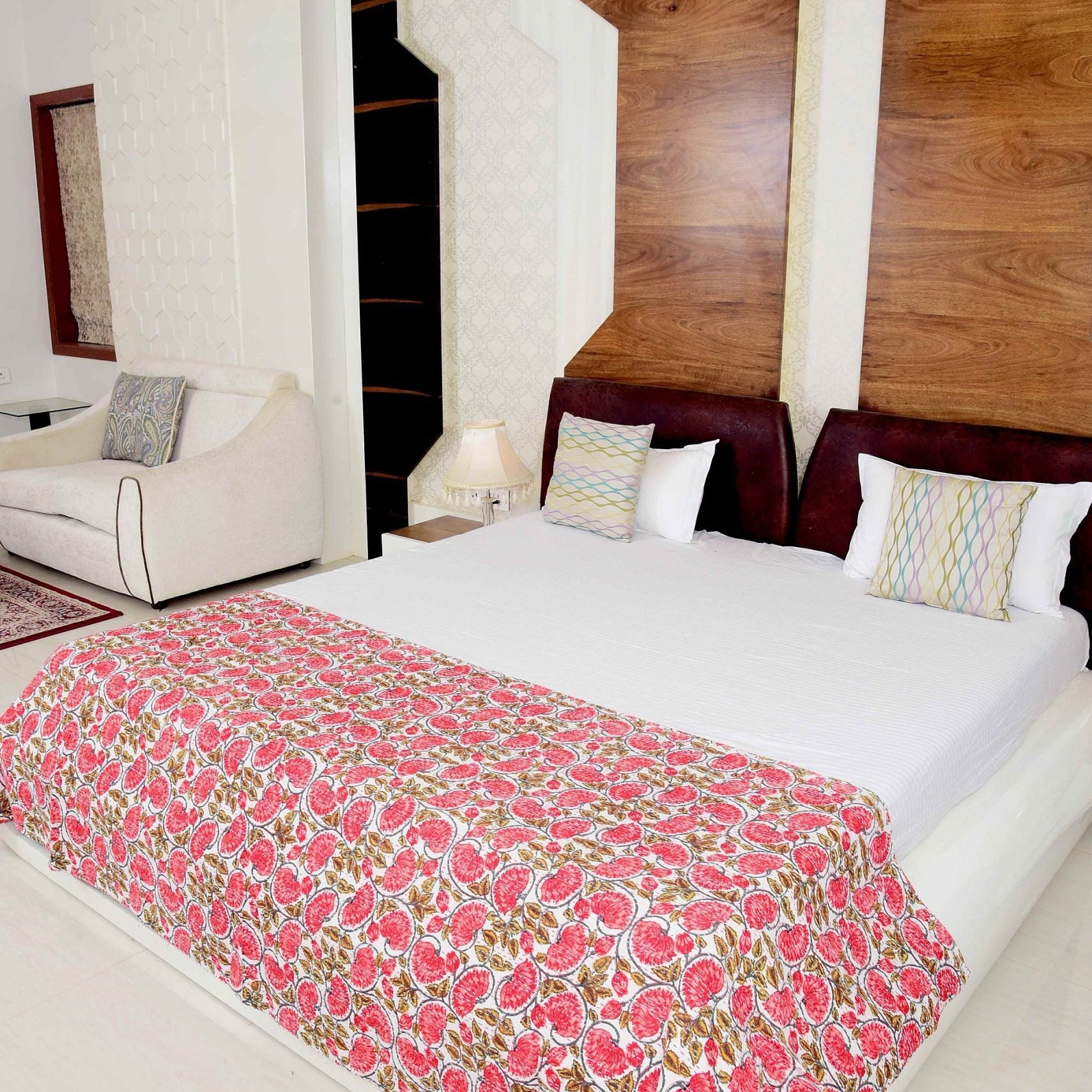 Blossoms Handmade Boho Kantha Quilt