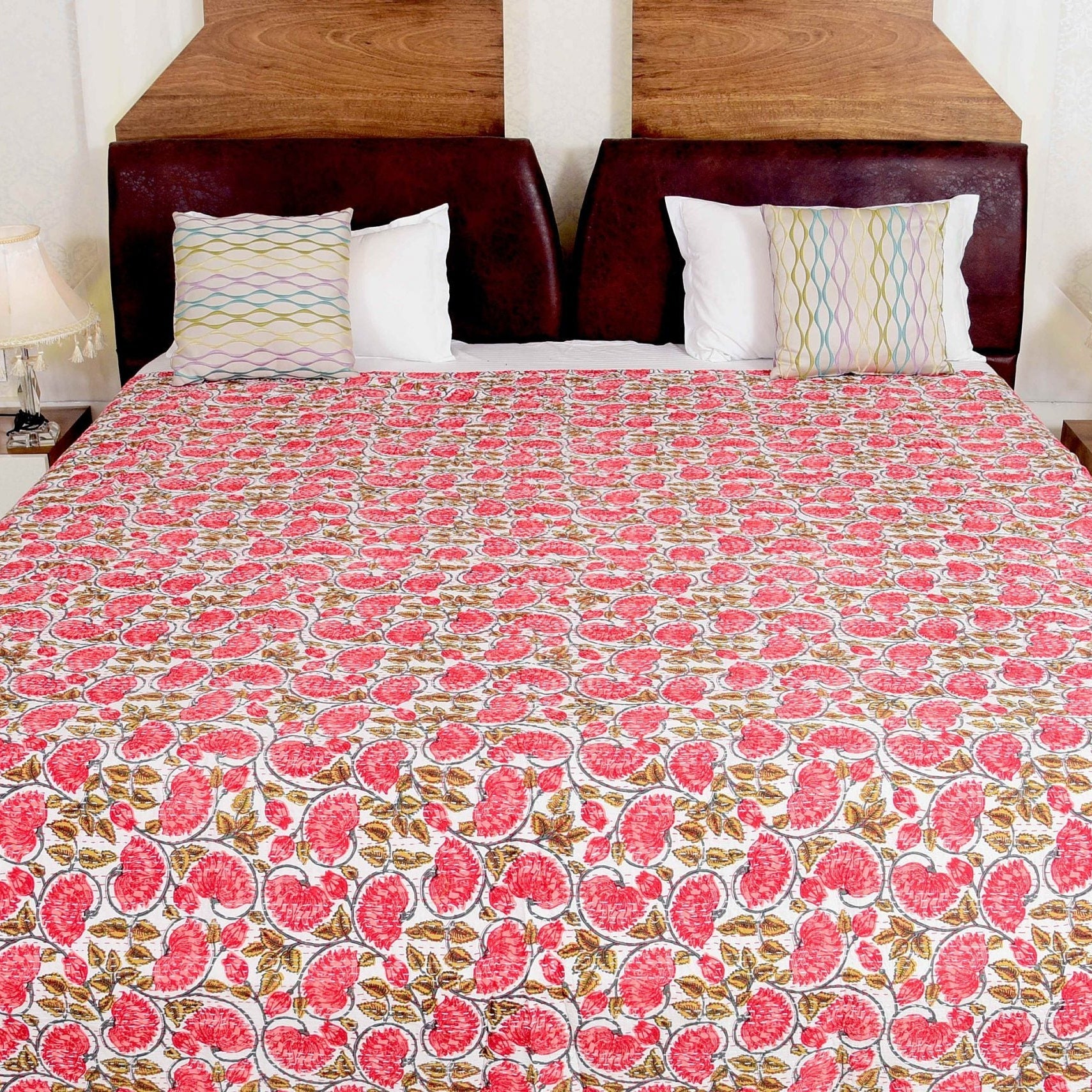 Blossoms Handmade Boho Kantha Quilt