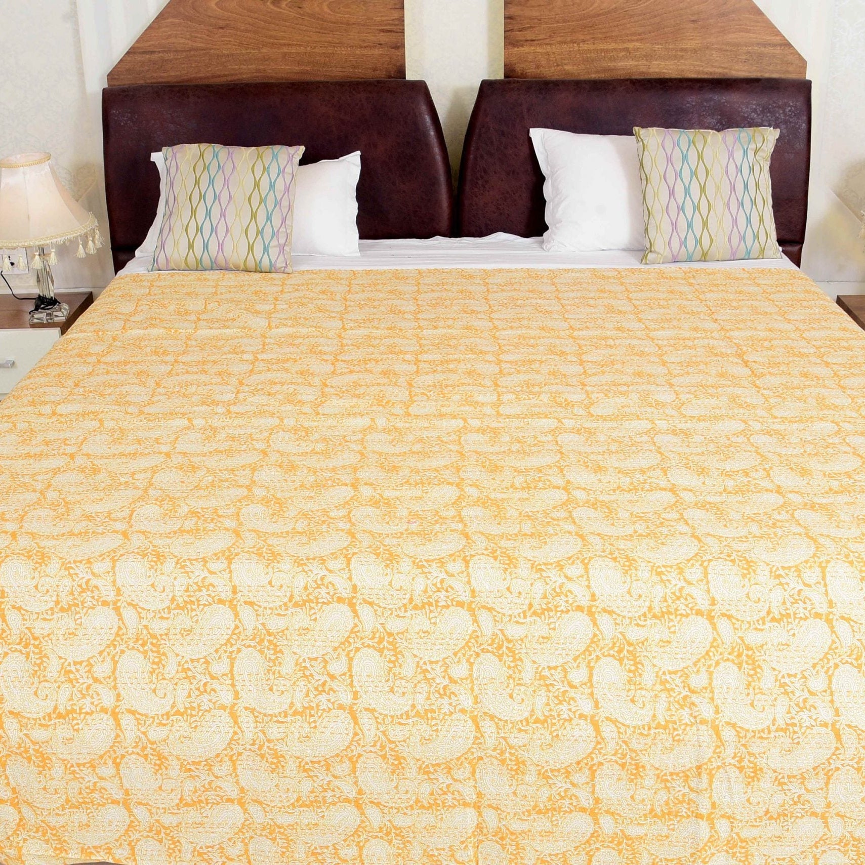 Sunny Glow Boho Indian Kantha Quilt - Bright Look