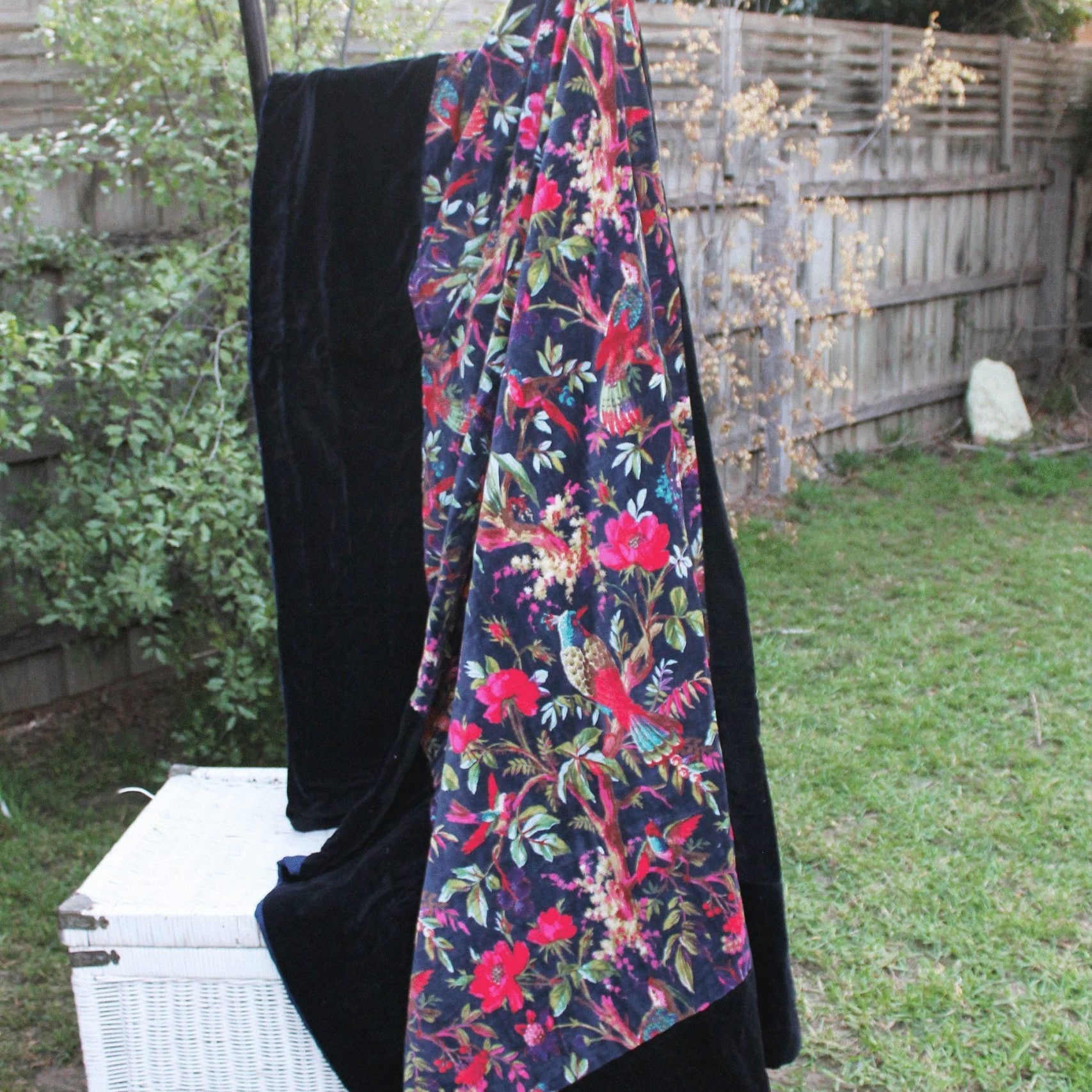 Floral Cotton Velvet Quilt - Violet Bird