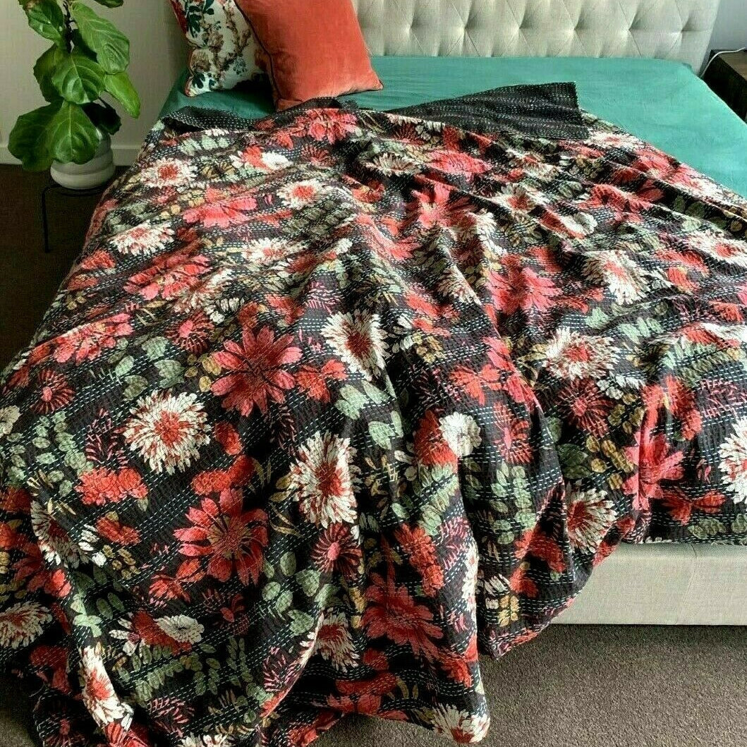 Isha Vintage Indian Kantha Quilt Bedspread