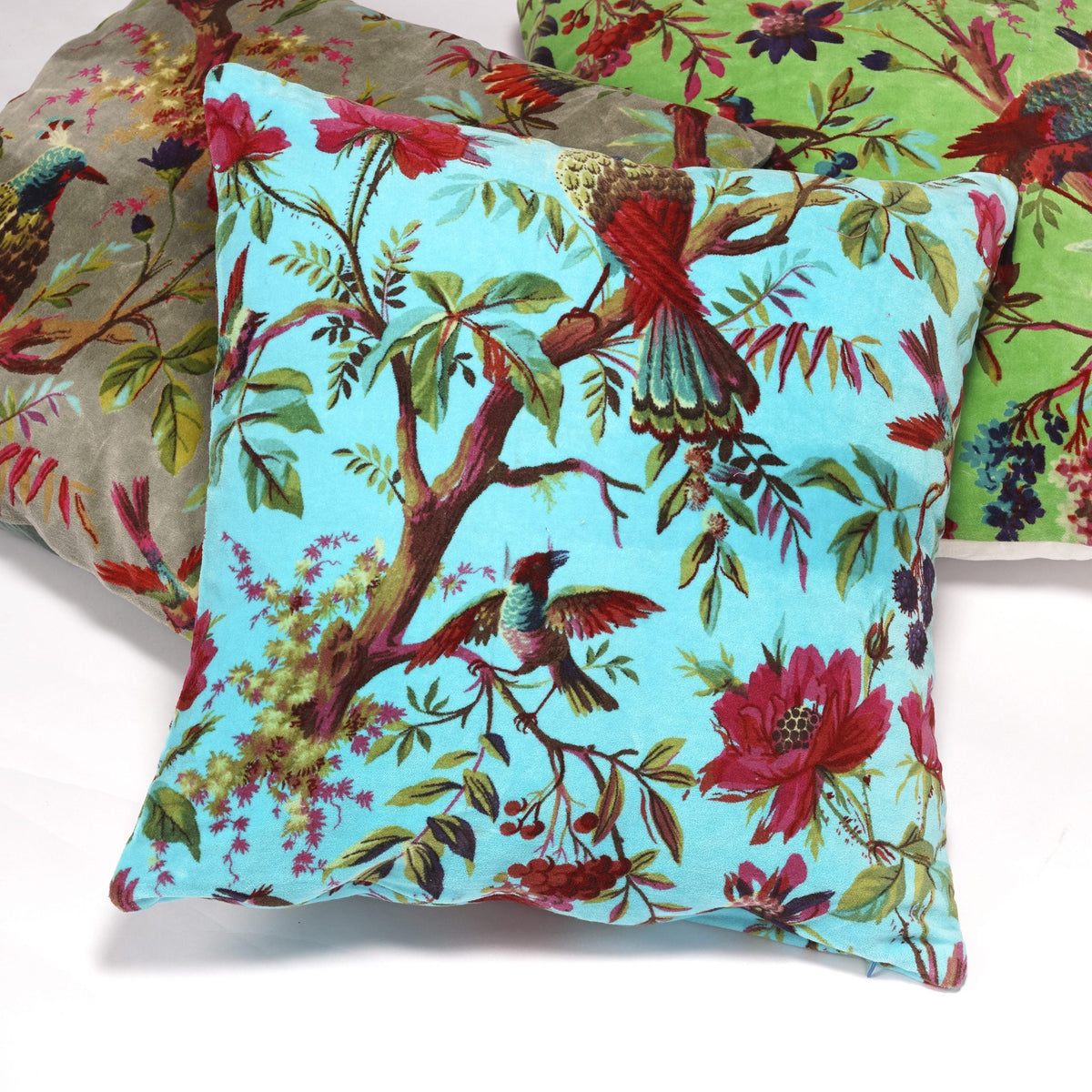 Cotton Velvet Cushion - Bird of Paradise Sky | Boho Throw Pillow Cover