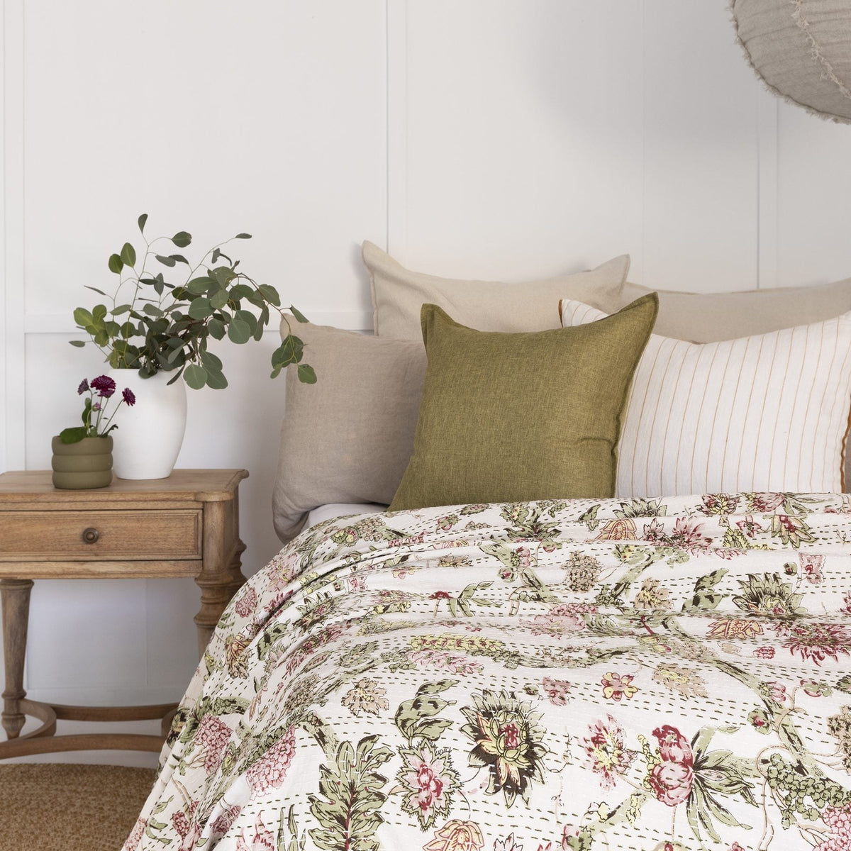 Averie Indian Kantha Quilt Throw - Boho Blanket | Reversible Cotton Bedspread