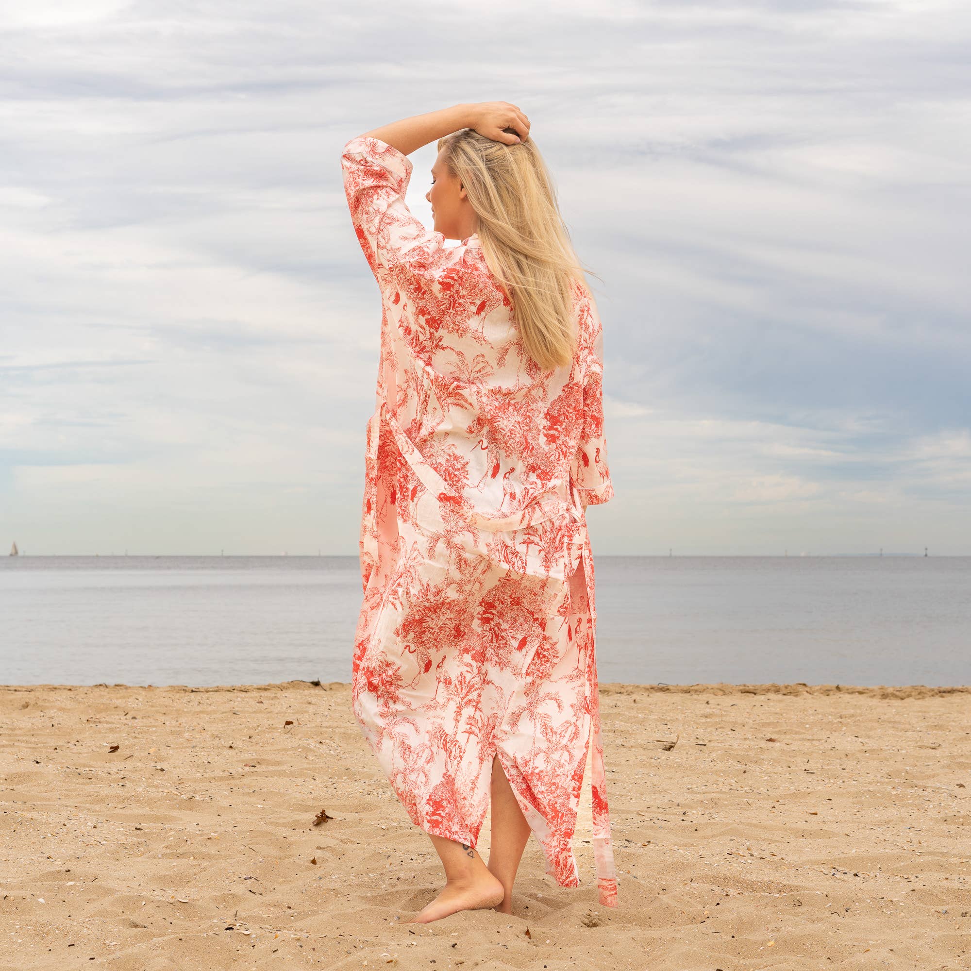 Sia Pink Cotton Kimono Robe - Elegant Women's Loungewear