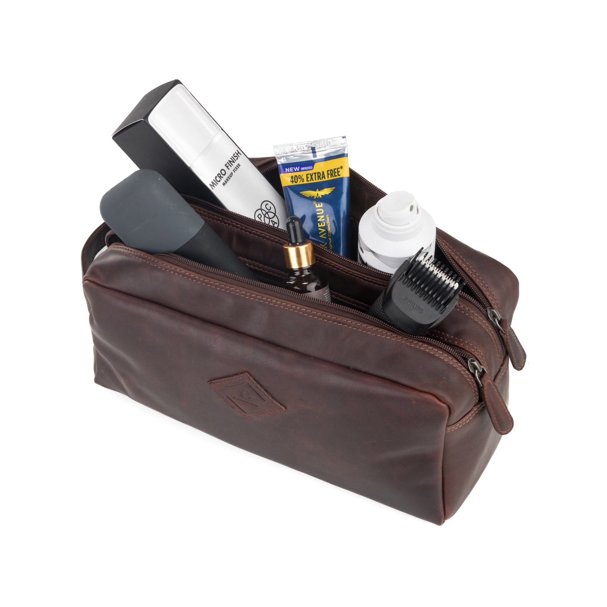 Large Leather Toiletry Bag - Eve Collection