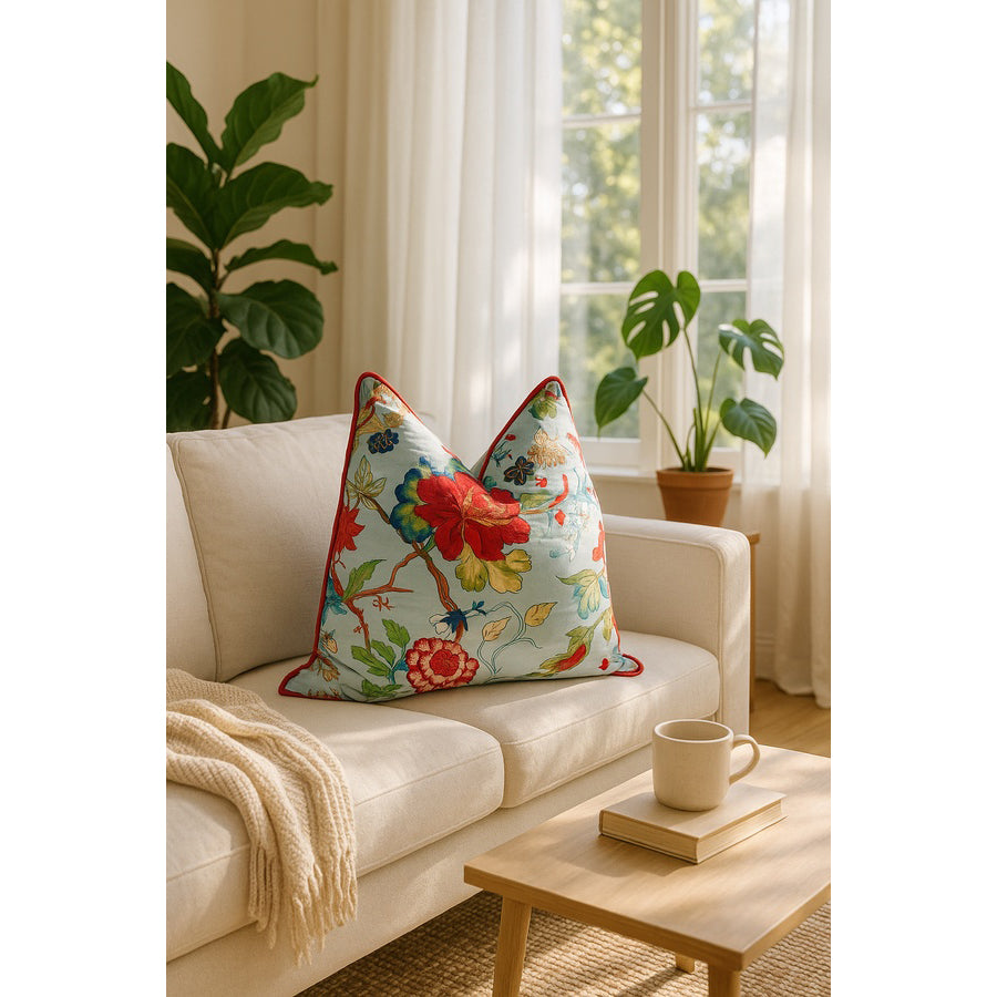 Botanical Harmony Cotton Cushion Cover