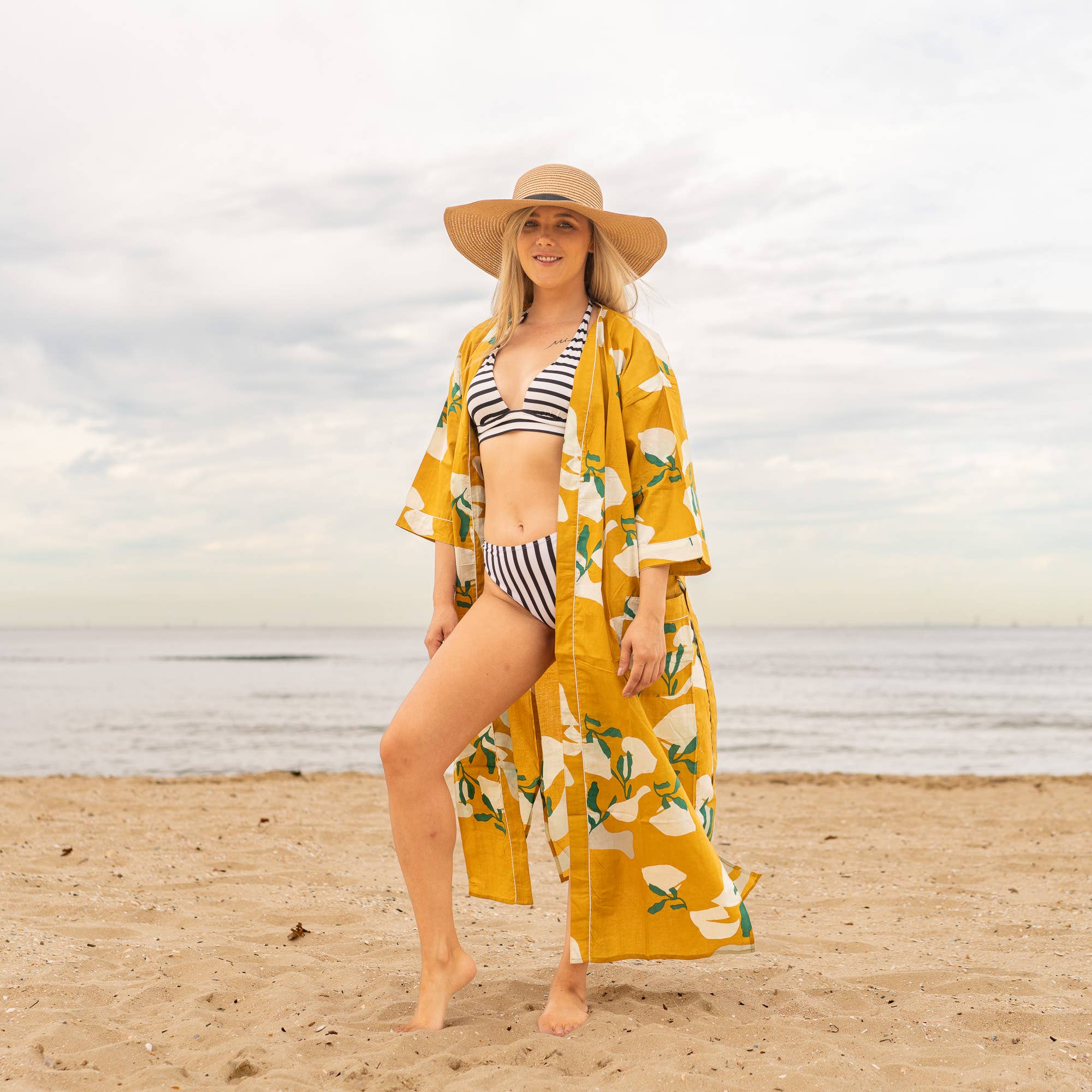 SIENNA' Women's Cotton Kimono Robe - Timeless Tones