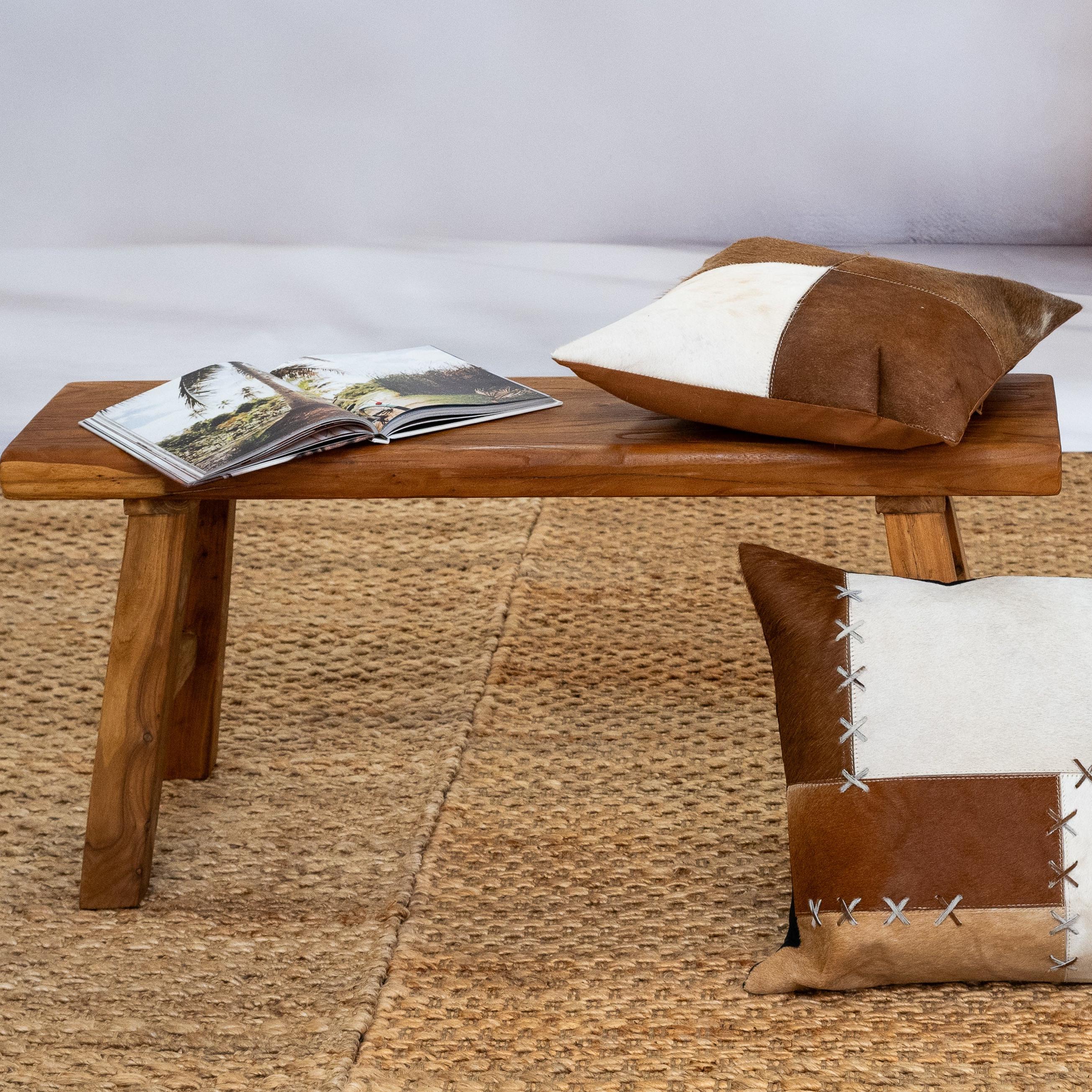 Handmade Patchwork Cowhide Cushion - Rustic Luxe 45x45