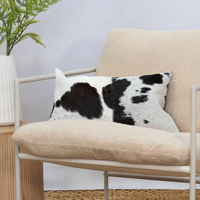 Black & White Cowhide Cushion - Luxury Style