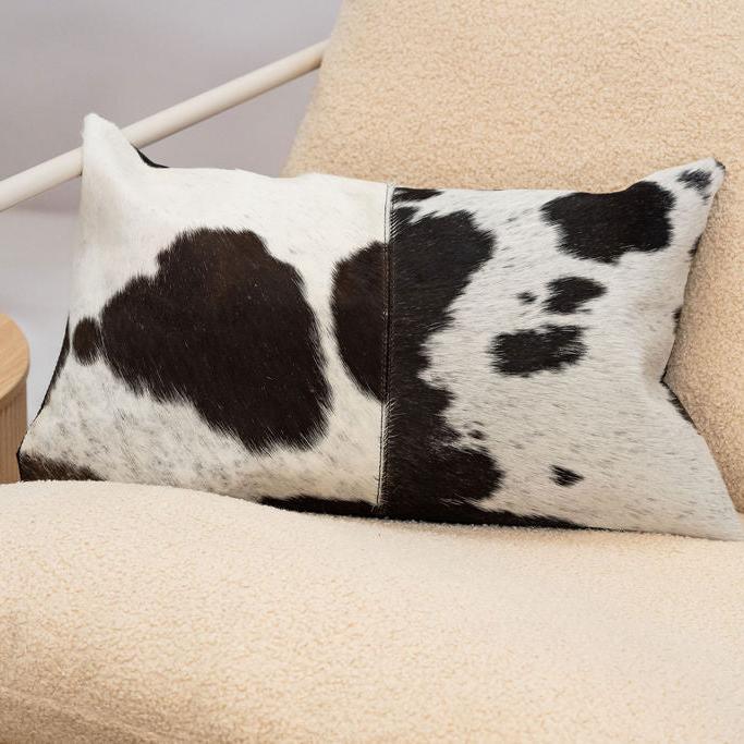 Black & White Cowhide Cushion - Luxury Style