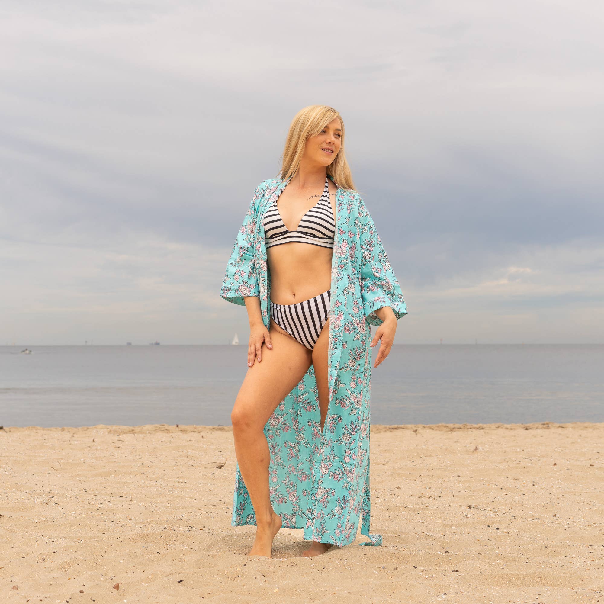 FRIDA BLUES' Women's Cotton Kimono Robe - Colourful Style