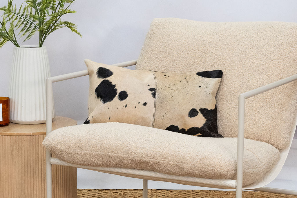 Black & White Cowhide Cushion - Luxury Style