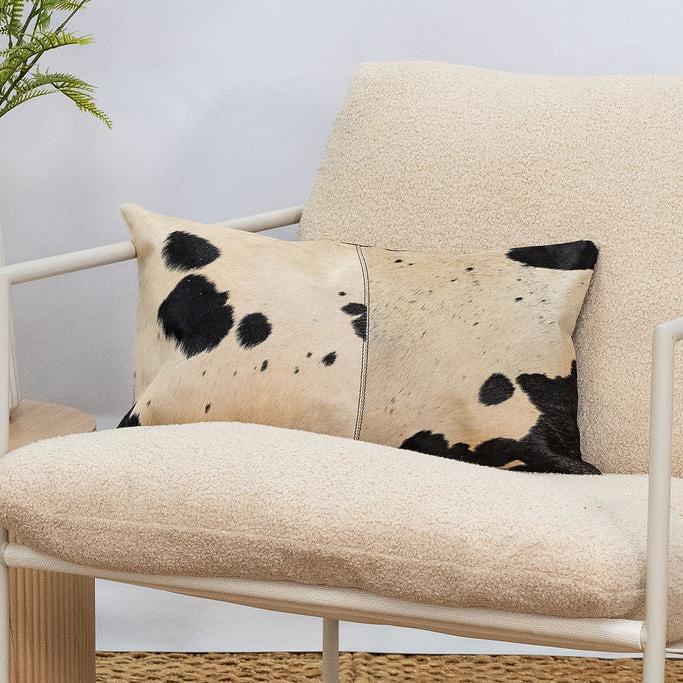 Black & White Cowhide Cushion - Luxury Style