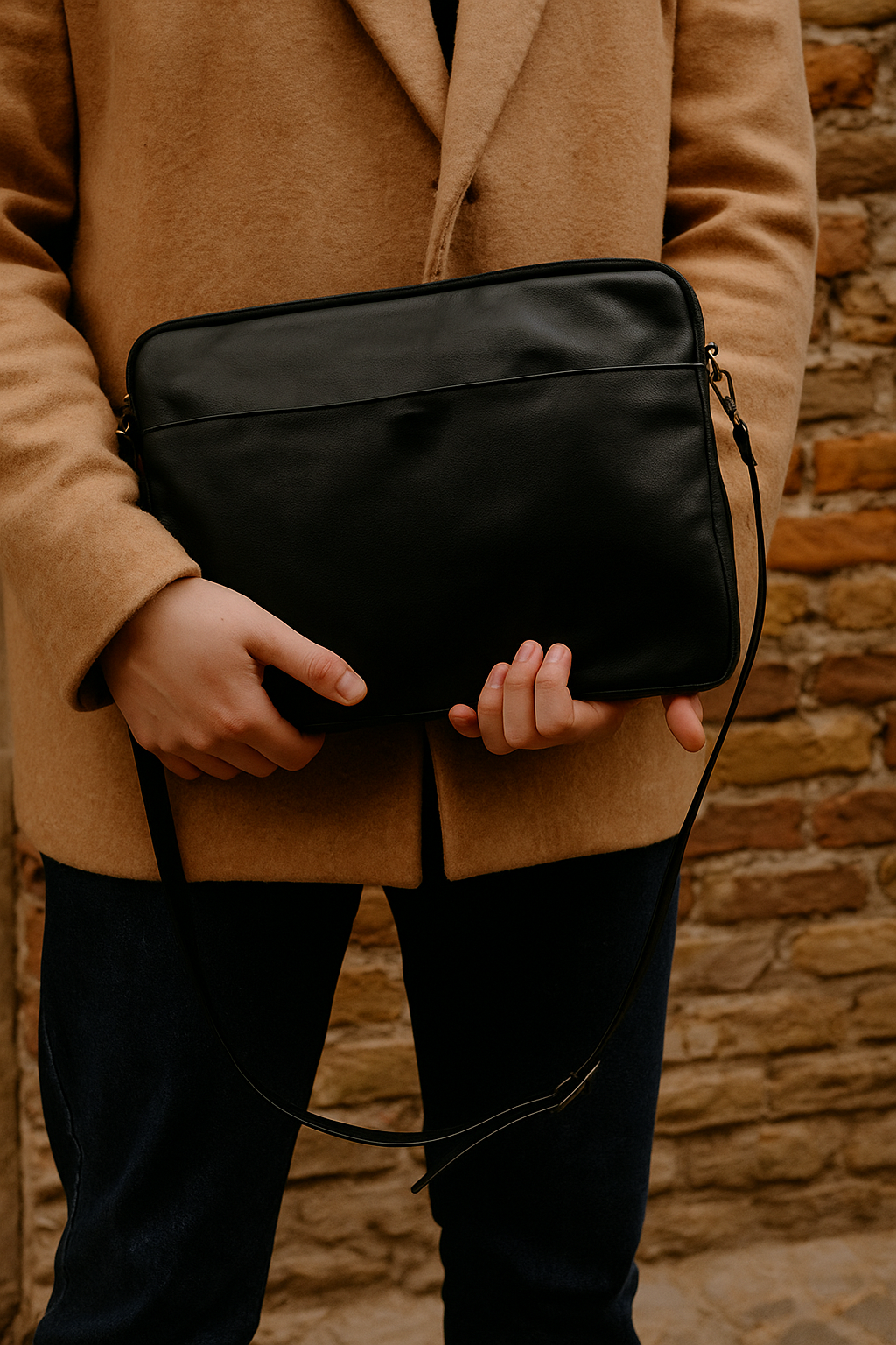 Midnight Noir Leather Laptop Sleeve - Sleek Fit