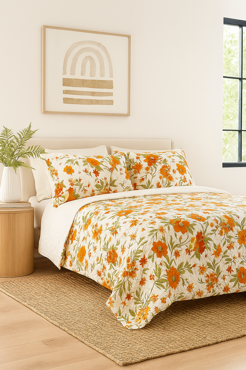 Botanical Garden Green Quilt Set - Handprinted Cotton
