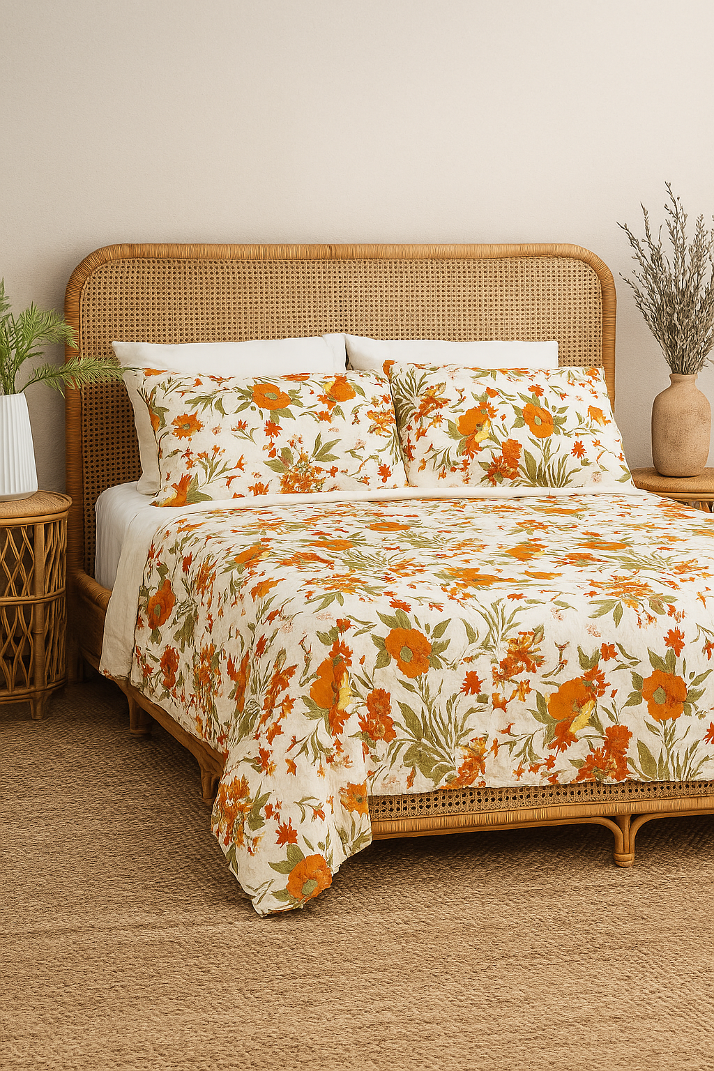 Botanical Garden Green Quilt Set - Handprinted Cotton
