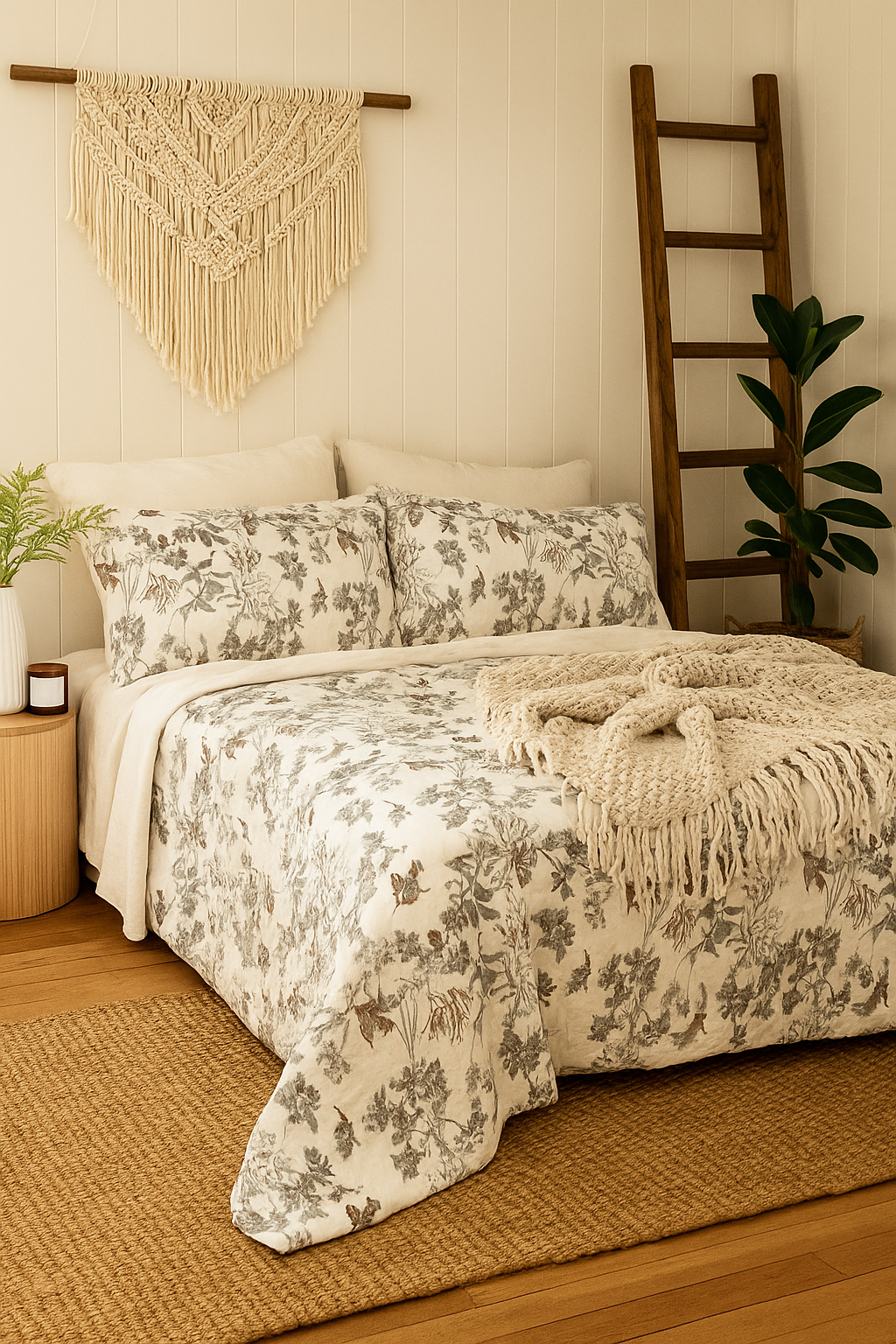 Eucalyptus Breeze Quilt Set - Earthy Florals & Birds