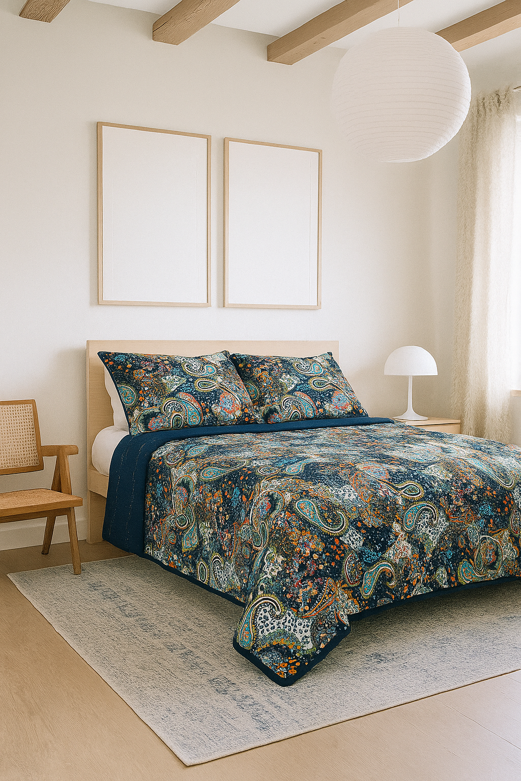 Bohemian Midnight Paisley Quilt Set - 210x250cm