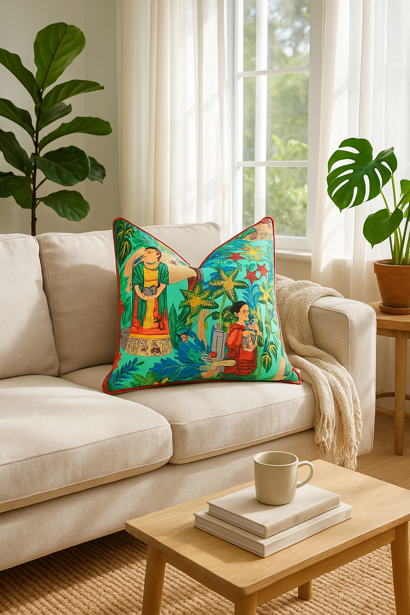 Frida's Jungle Oasis Cotton Cushion