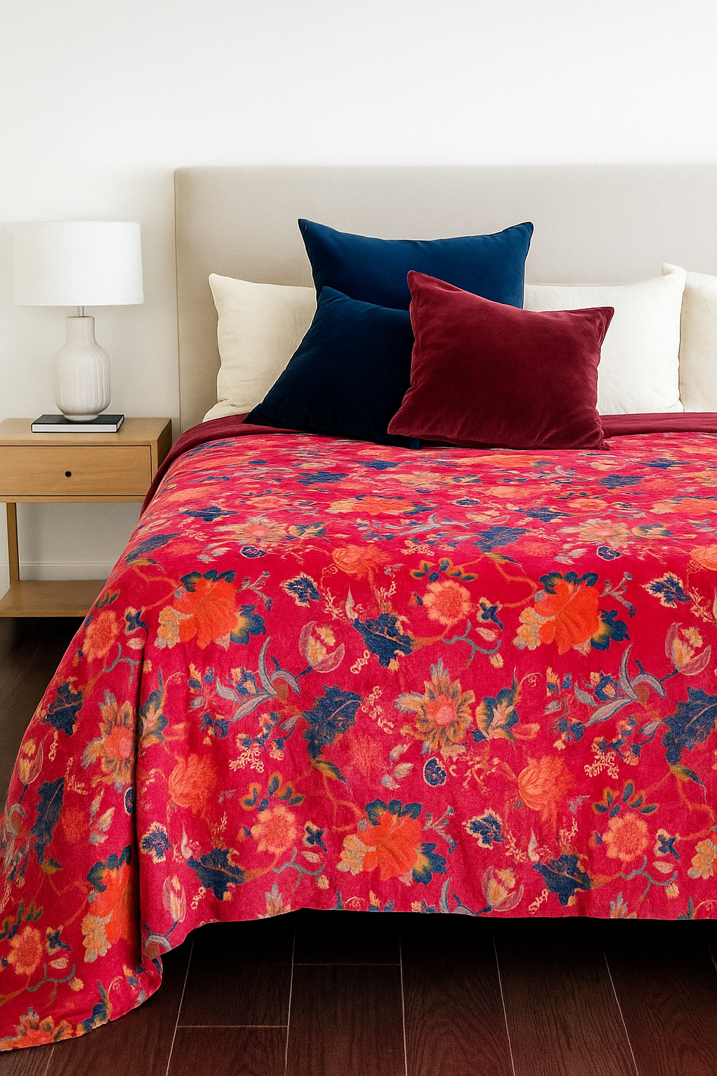 Velvet Bloom Luxe Quilt - Crimson Carnival Handcrafted Bedding