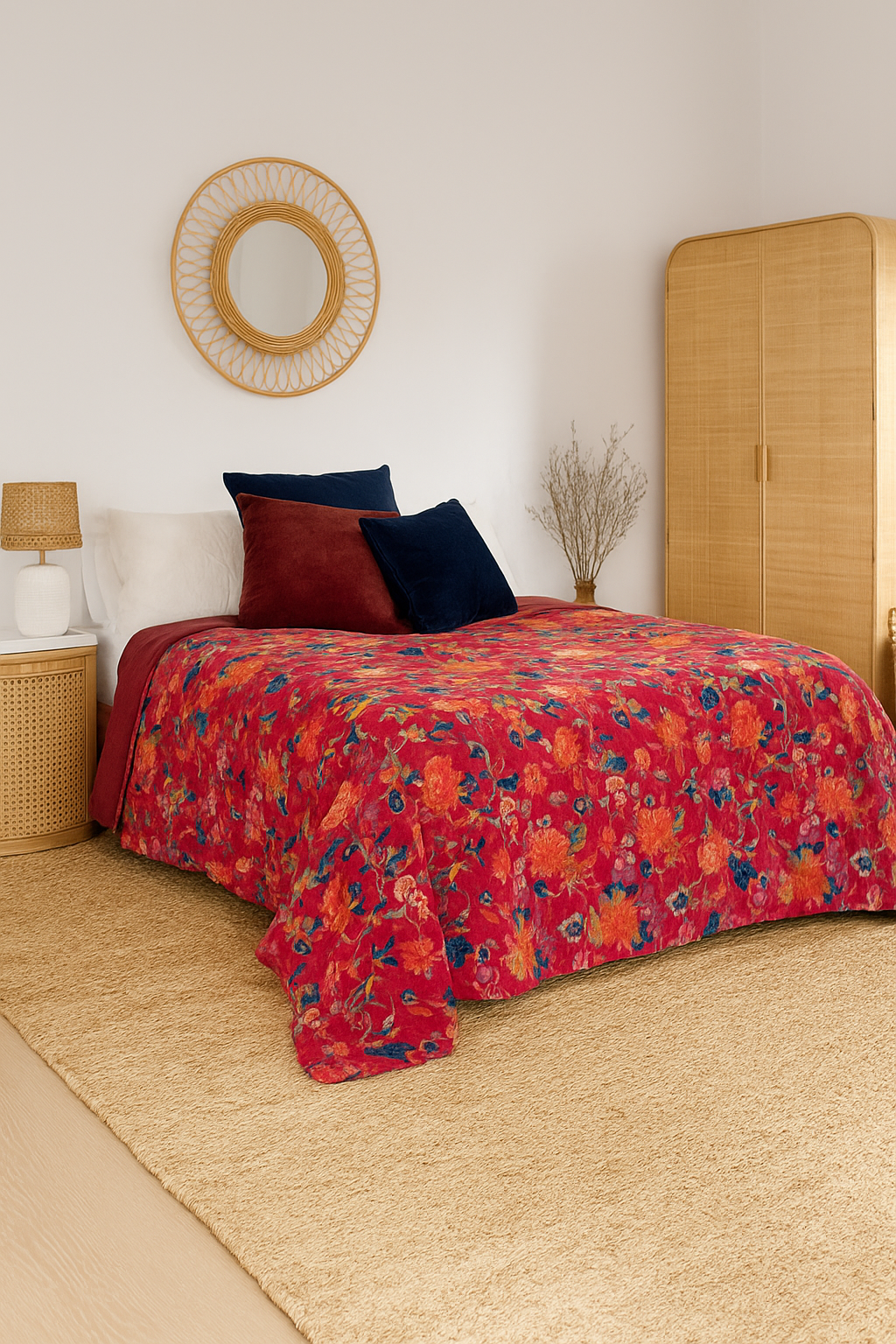 Velvet Bloom Luxe Quilt - Crimson Carnival Handcrafted Bedding