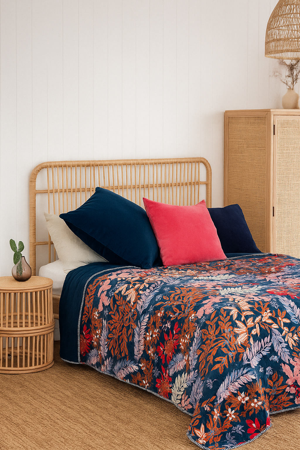 Tropical Garden Velvet Quilt - Bird & Floral Design