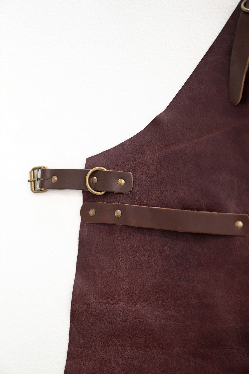 Elegant espresso brown leather apron premium quality for professionals