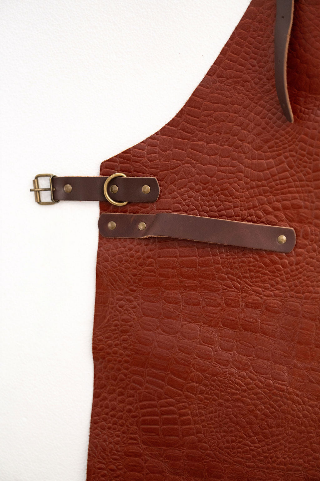Handcrafted croc embossed leather apron for chefs and craftsmen