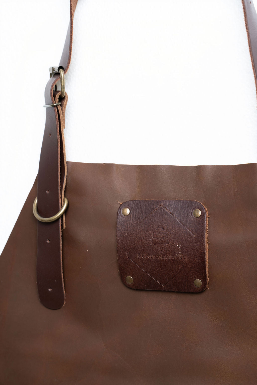Artisan brown leather apron full length for professional use