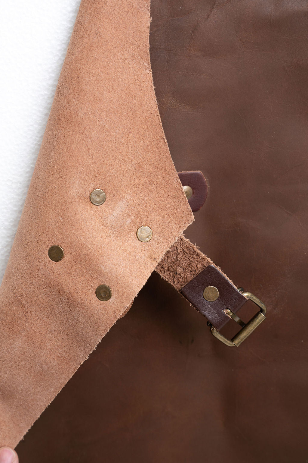 High-quality full-length leather apron brown for makers and creatives