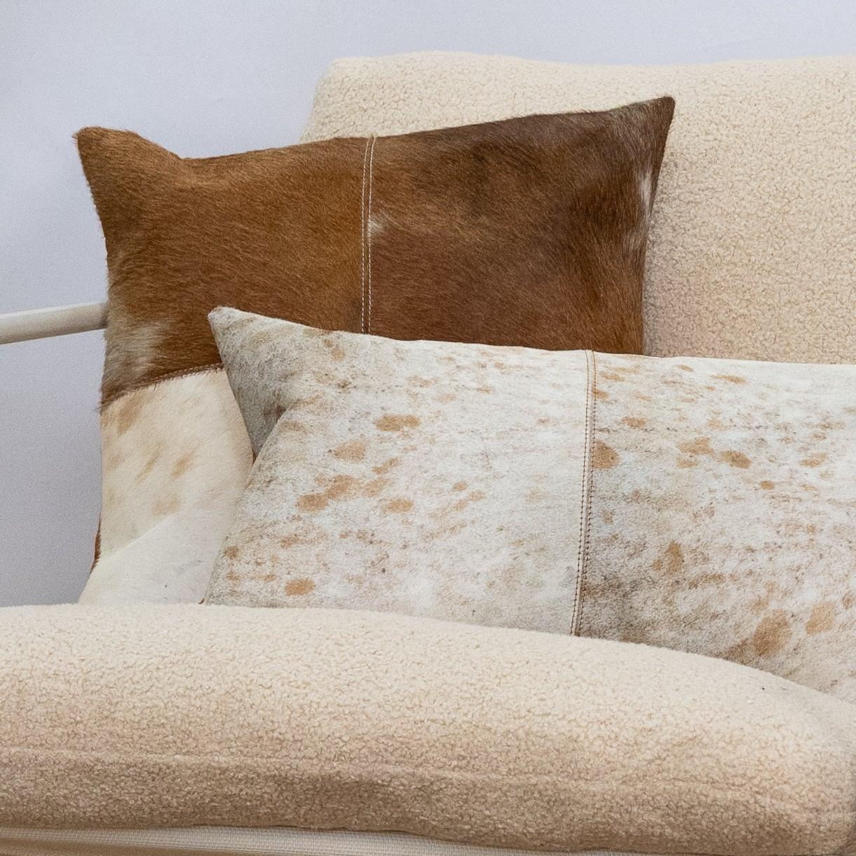 Brown & White Cowhide Cushion - Luxury Style