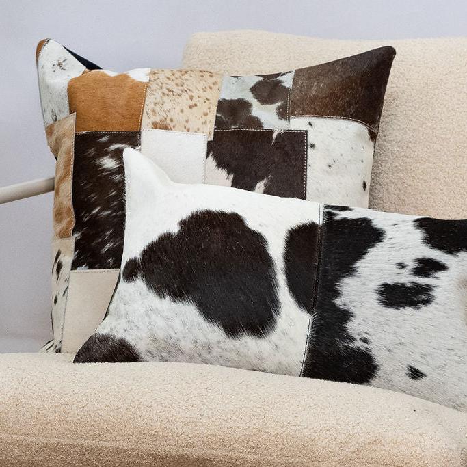 Black & White Cowhide Cushion - Luxury Style