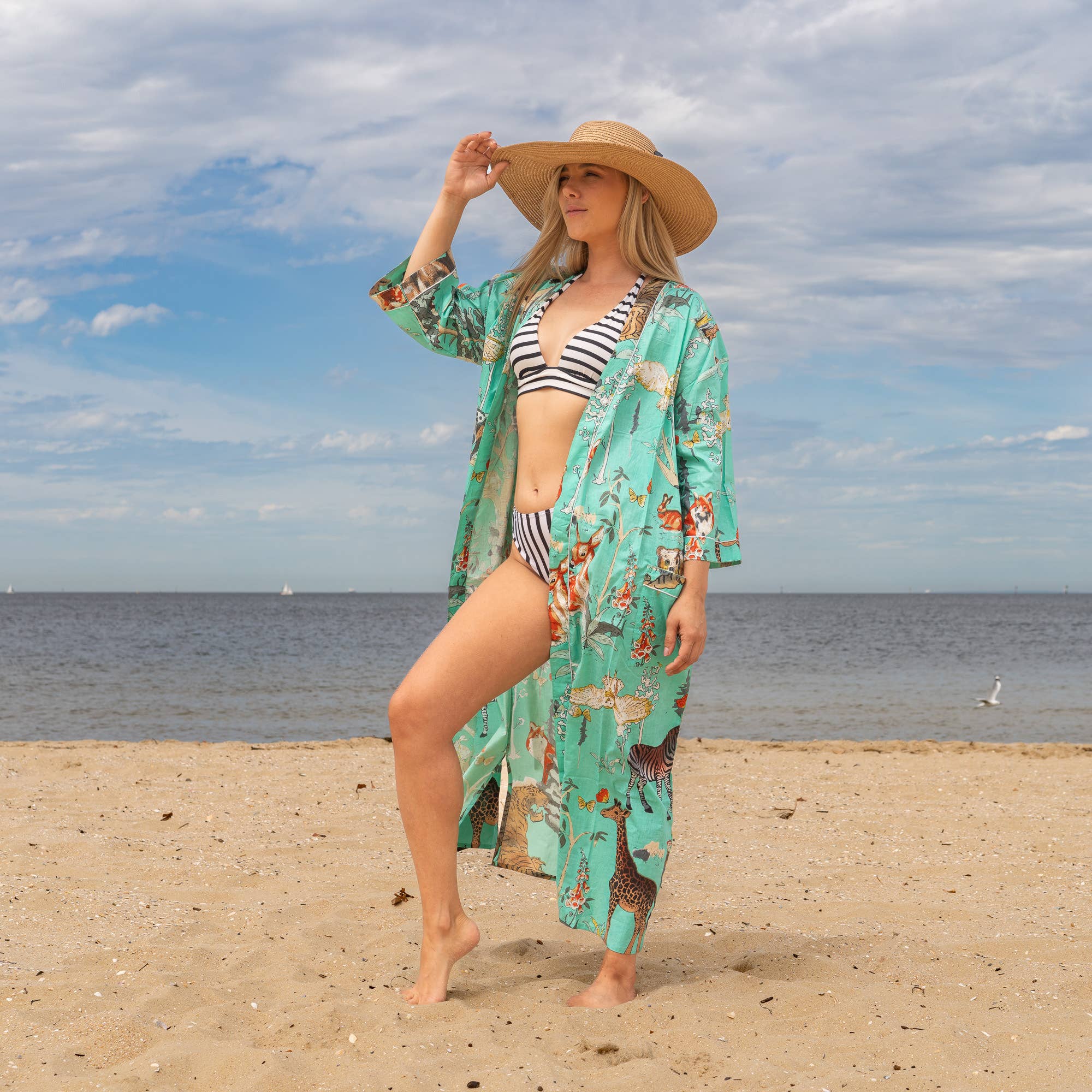 BOHO GREENS' Women's Cotton Kimono Robe - Boho Vibe